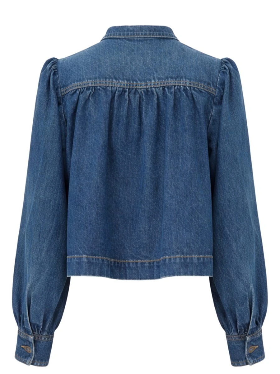DENIM HIGH NECK GATHERED JACKET.webp