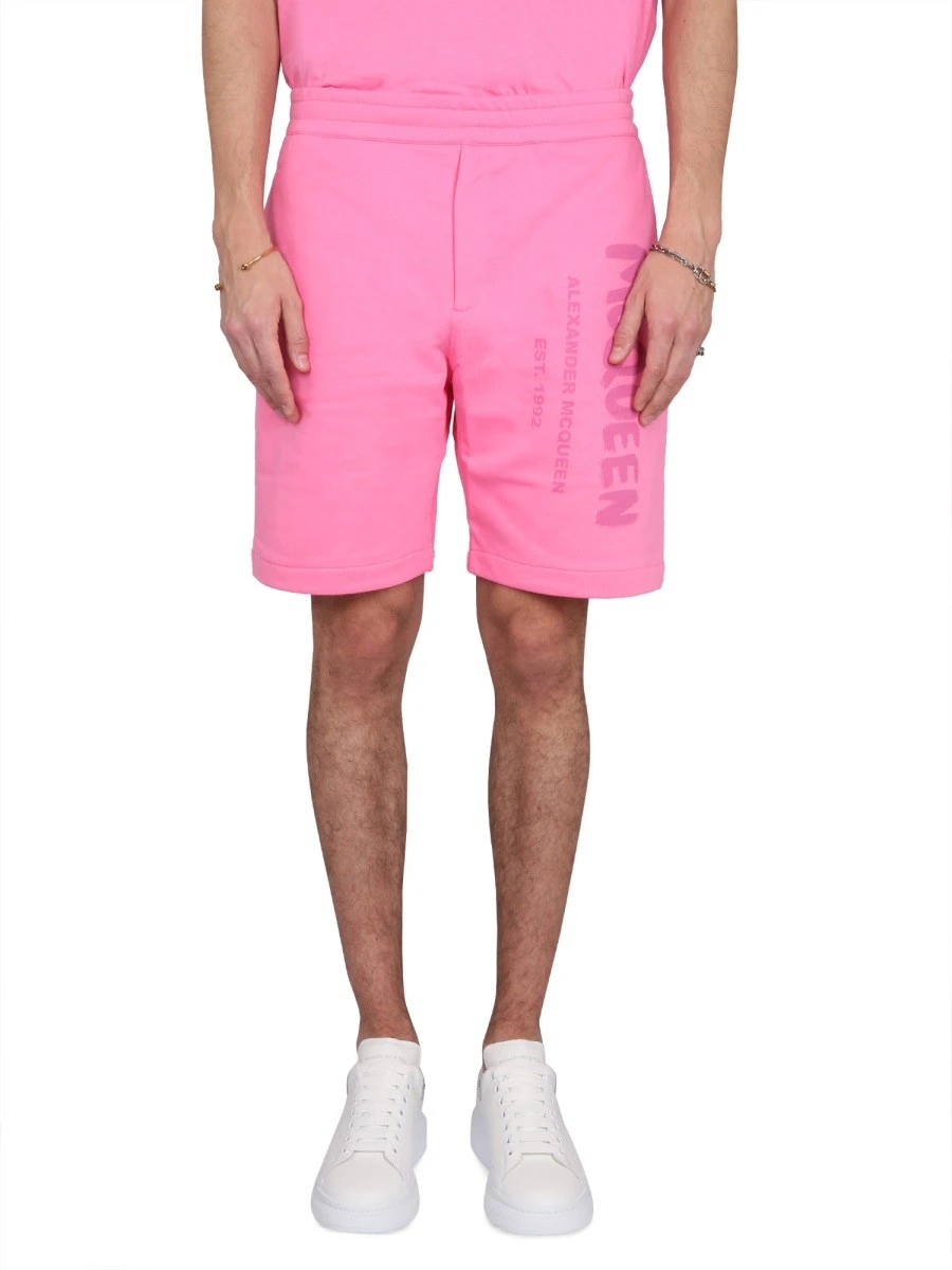 BERMUDA SHORTS WITH GRAFFITI LOGO PRINT.webp