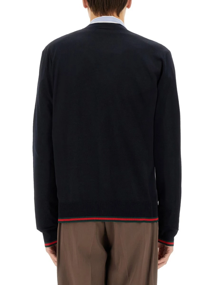 KNITTED WOOL CARDIGAN WITH WEB PATTERN.webp