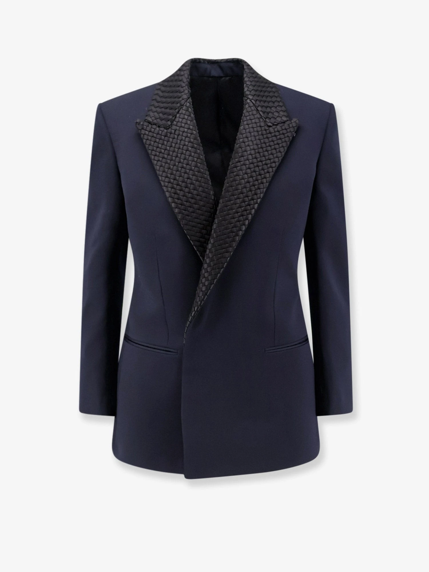 Wool blazer with Intrecciato detail.webp