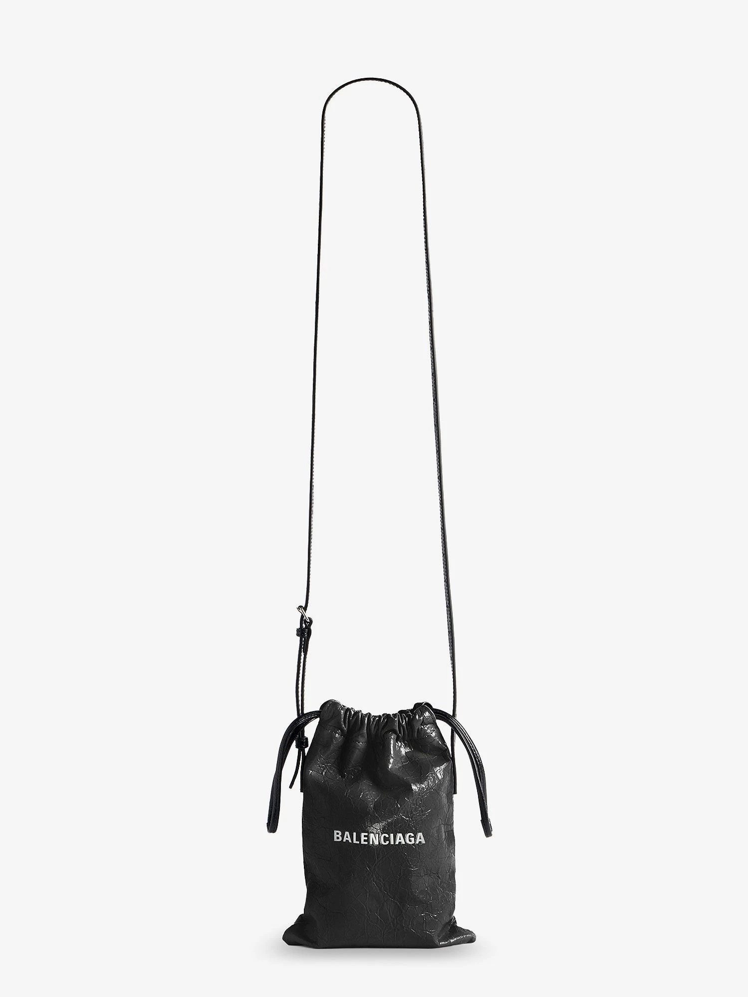 Leather Shopper Phone Holder with lettering logo on the front.webp