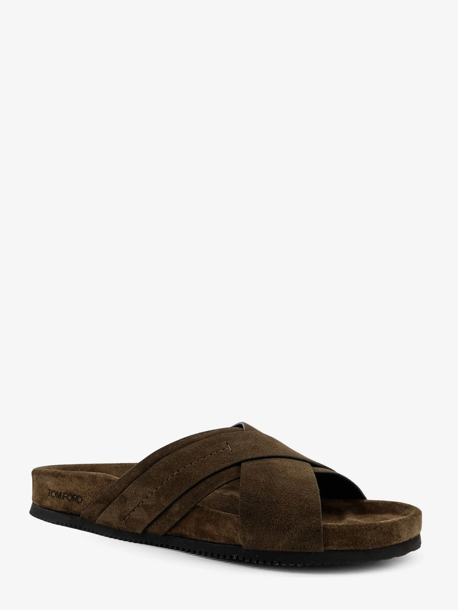 Suede sandals with engraved logo on the side.webp