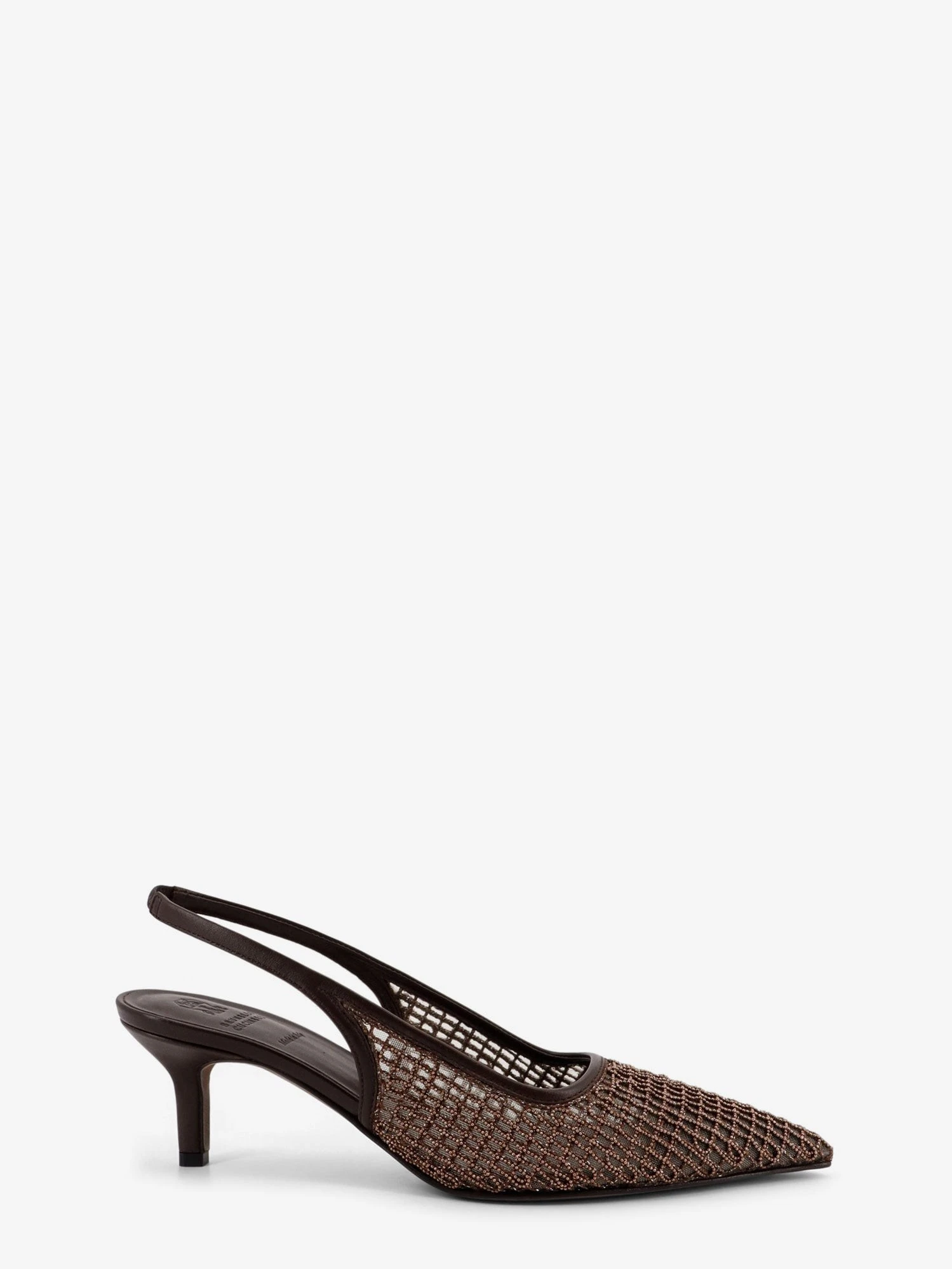 Leather décolleté with Precious Net detail.webp