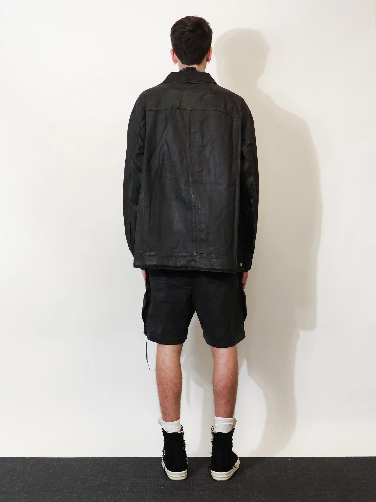 Waxed black denim jacket.webp