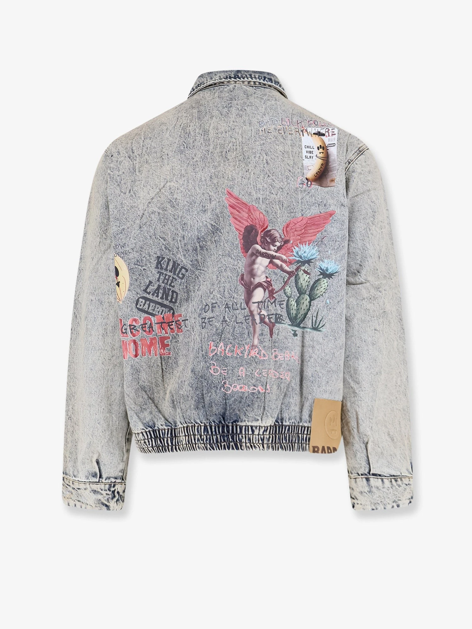 Denim jacket with front print.webp