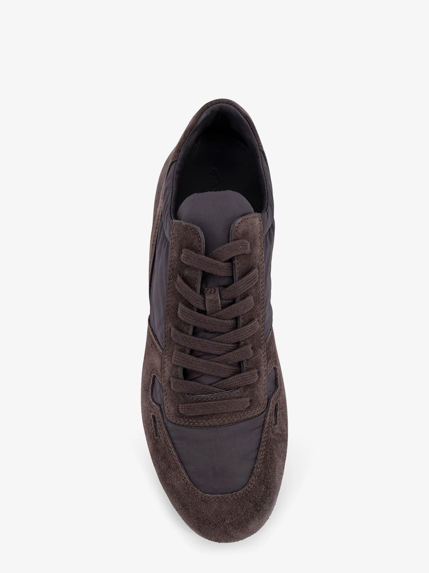 Minimal nylon and suede sneakers.webp