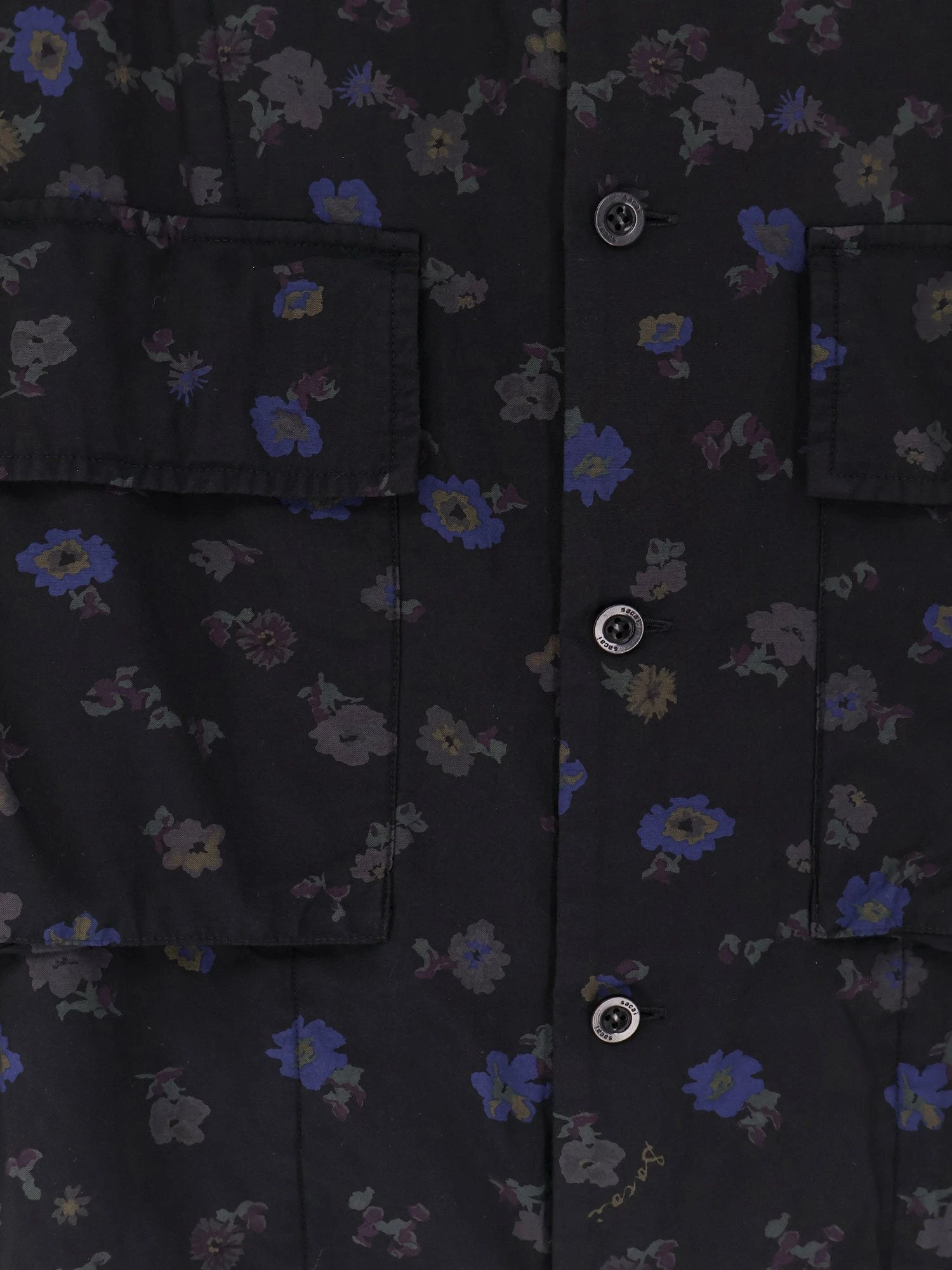 Cotton blend shirt with floral print.webp