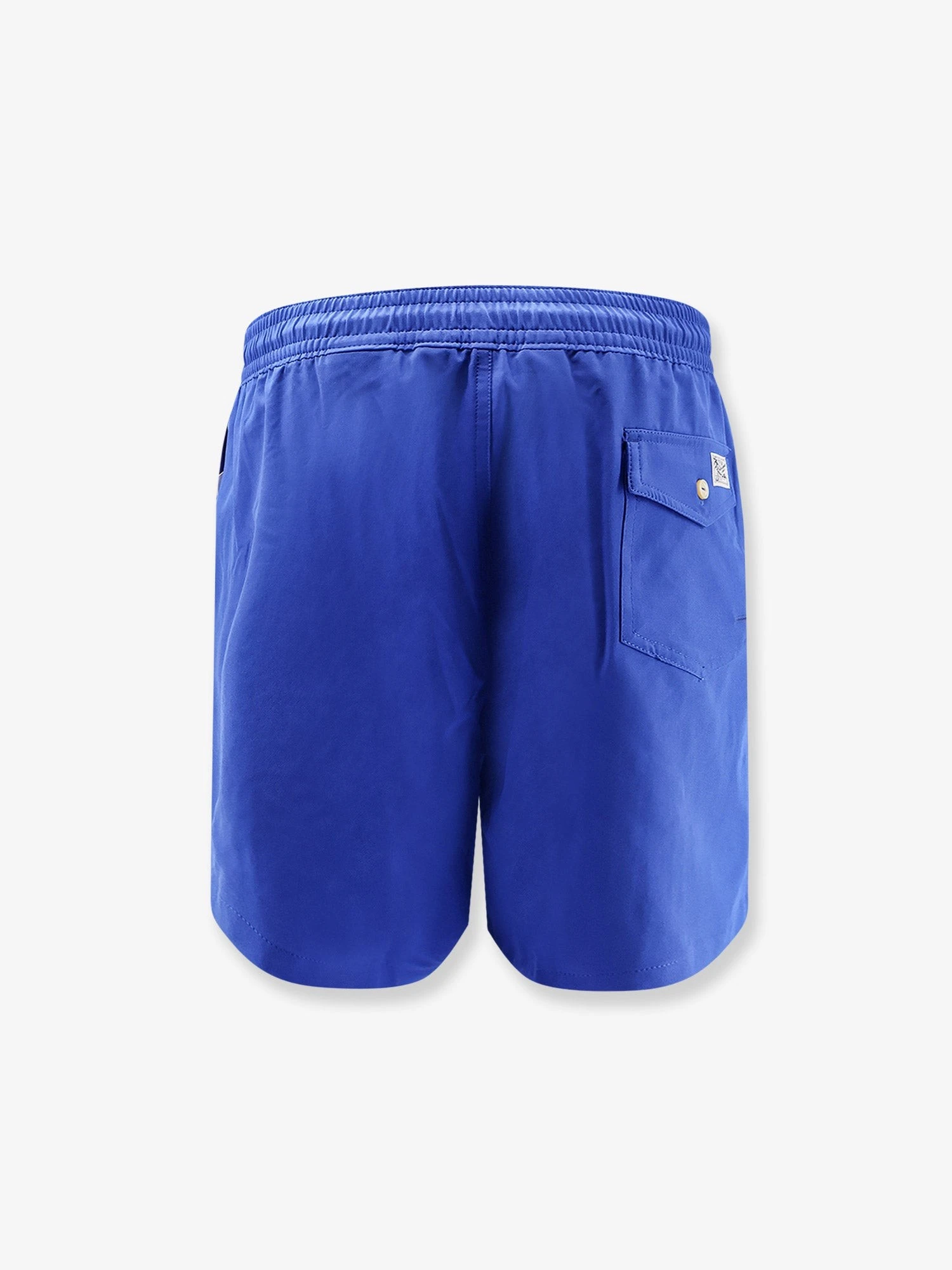 Recycled nylon swim trunks with embroidered logo on the front.webp