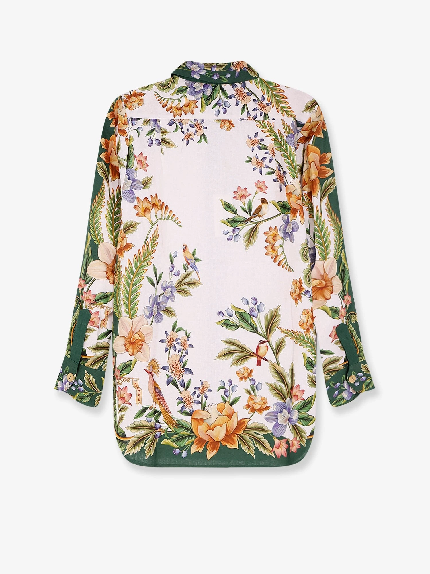Linen and viscose shirt with floral pattern.webp