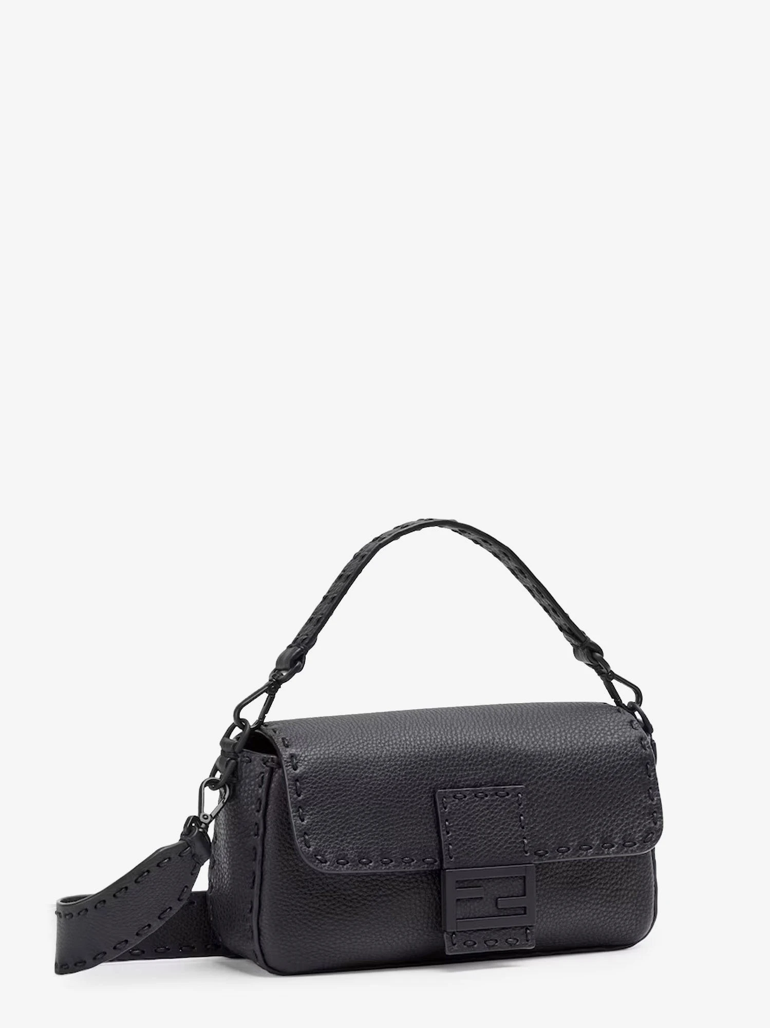 Baguette leather shoulder bag with Selleria stitchings.webp