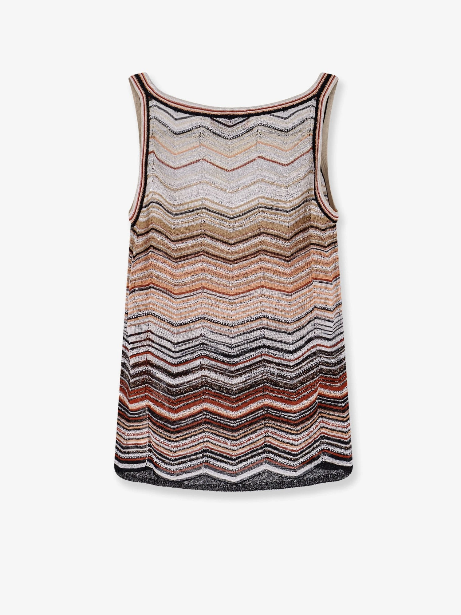 Viscose tank top with laminated chevron pattern.webp