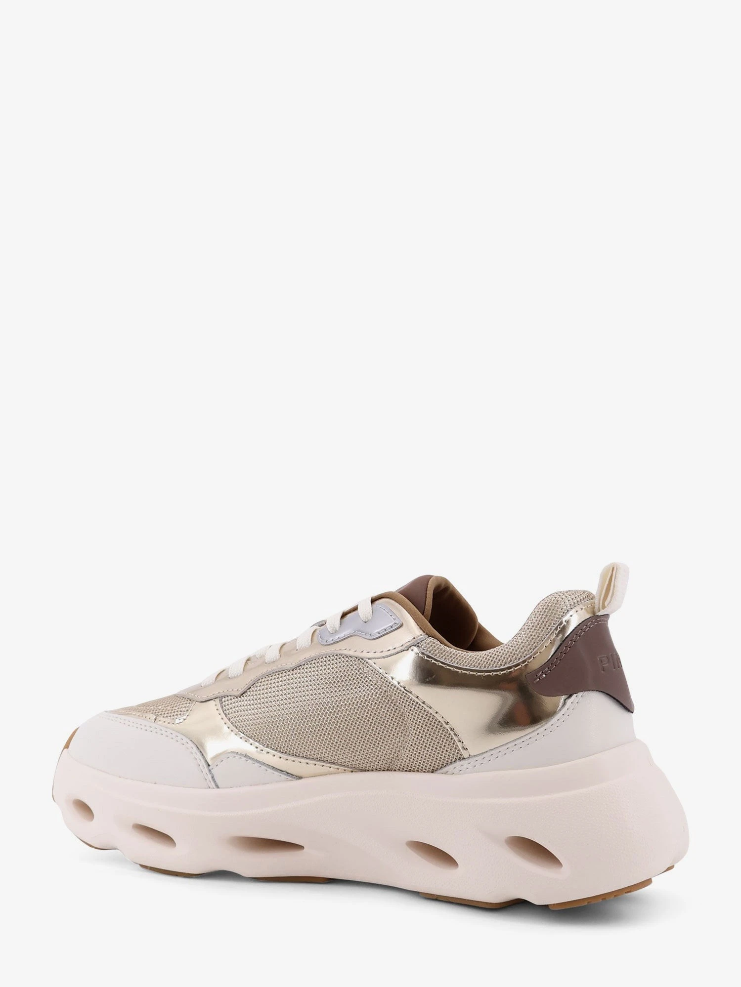 Pink leather sneakers with nylon inserts.webp