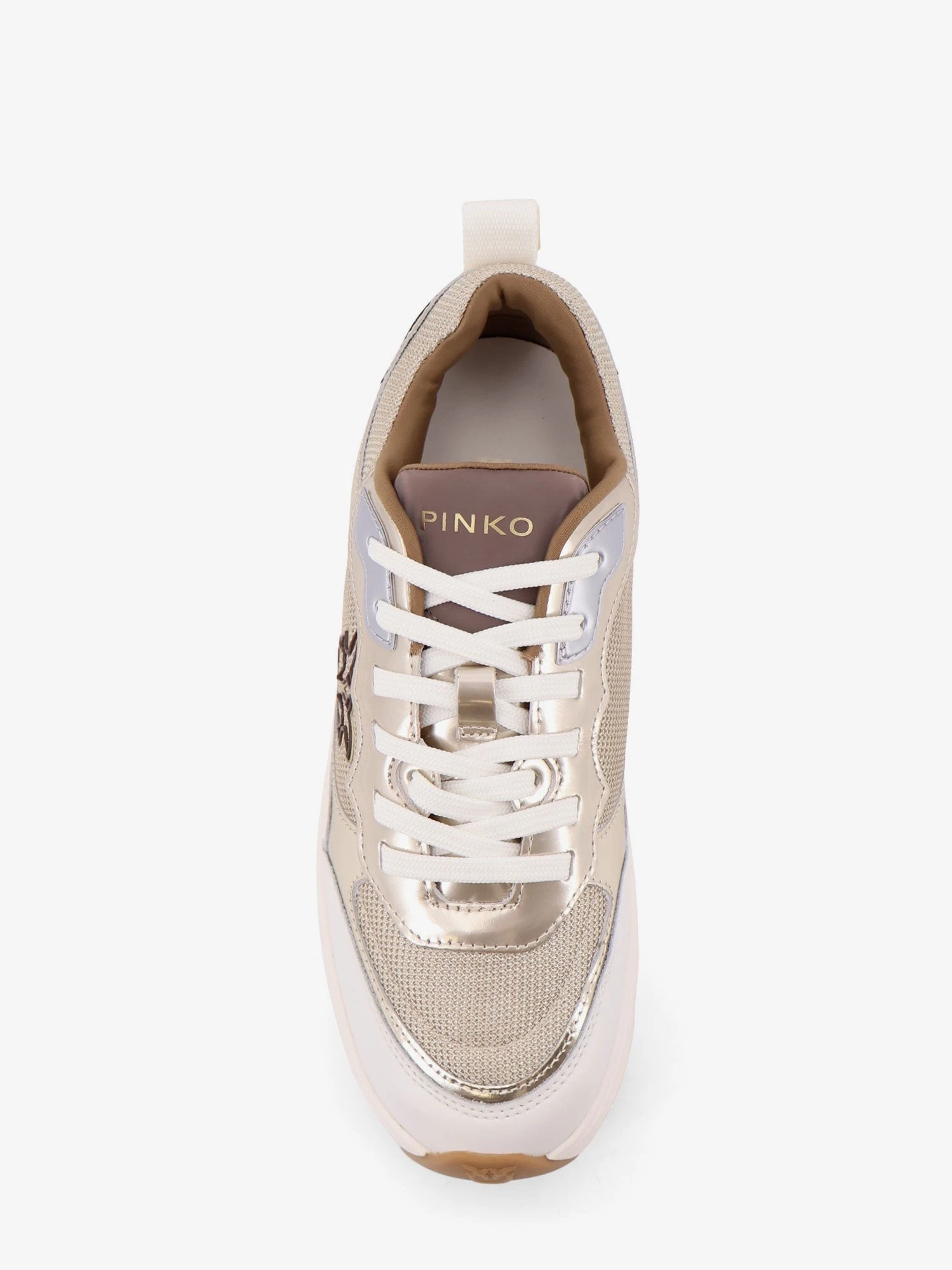 Pink leather sneakers with nylon inserts.webp