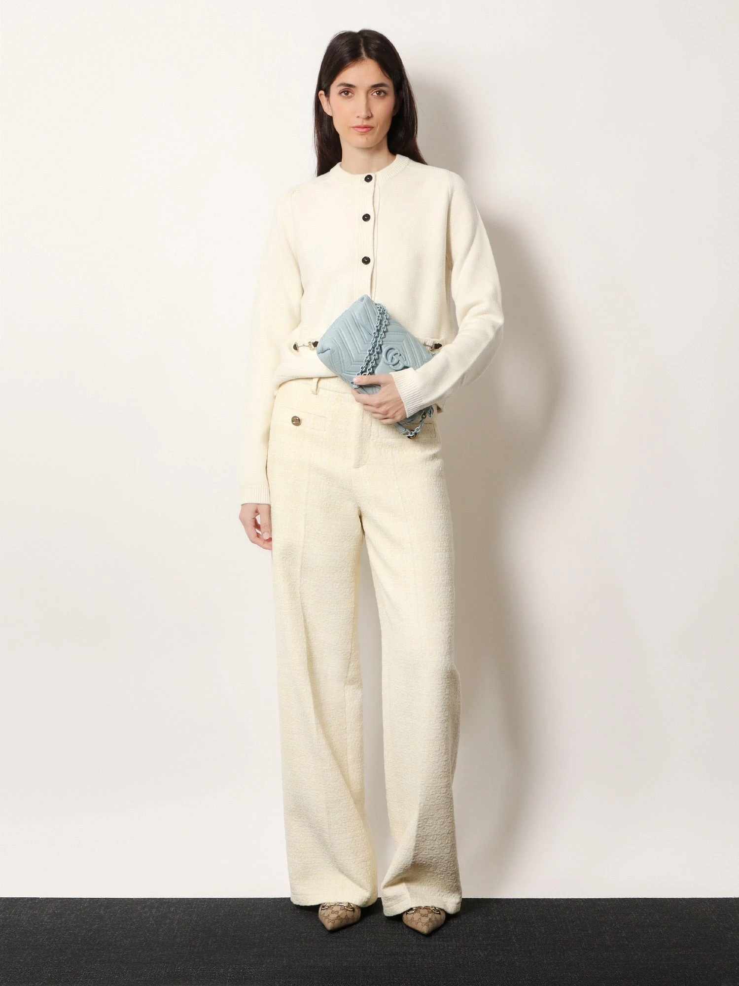 Wool and cashmere cardigan with metal Horsebit.webp
