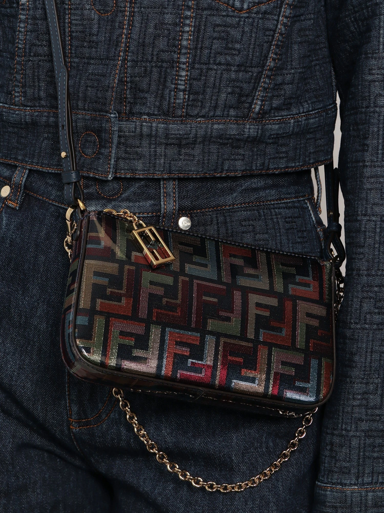 Baguette FF fabric clutch bag.webp