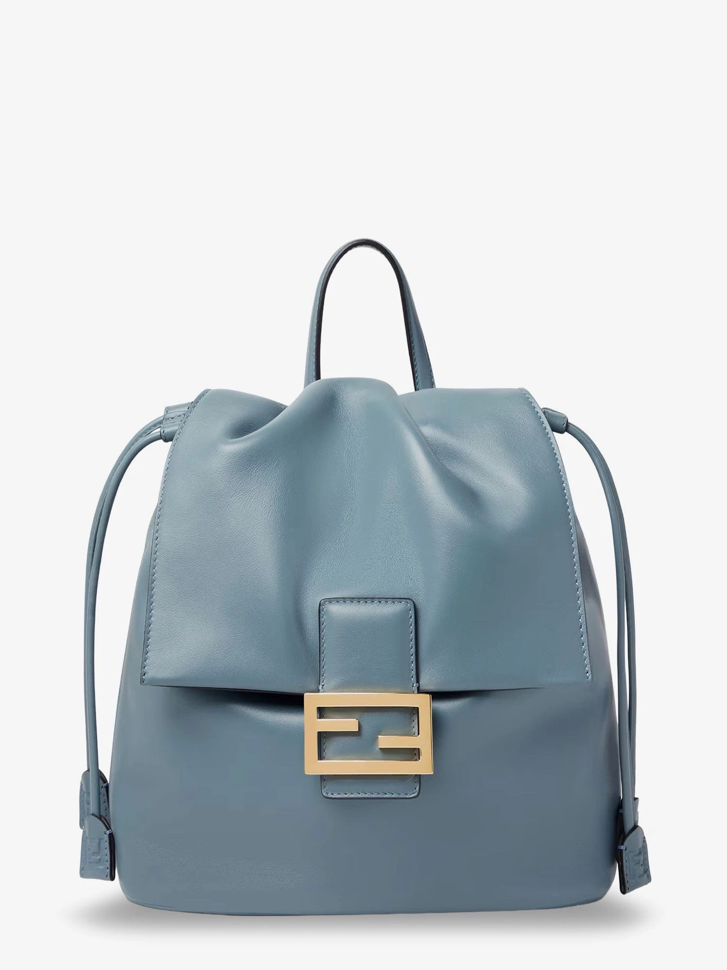 Leather backpack with metal FF logo detail