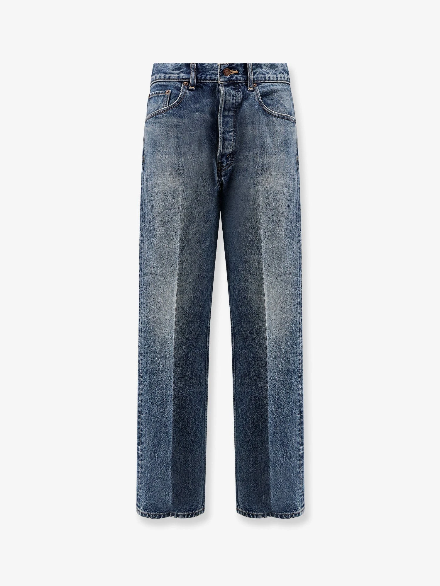 Denim jeans with back logo label.webp