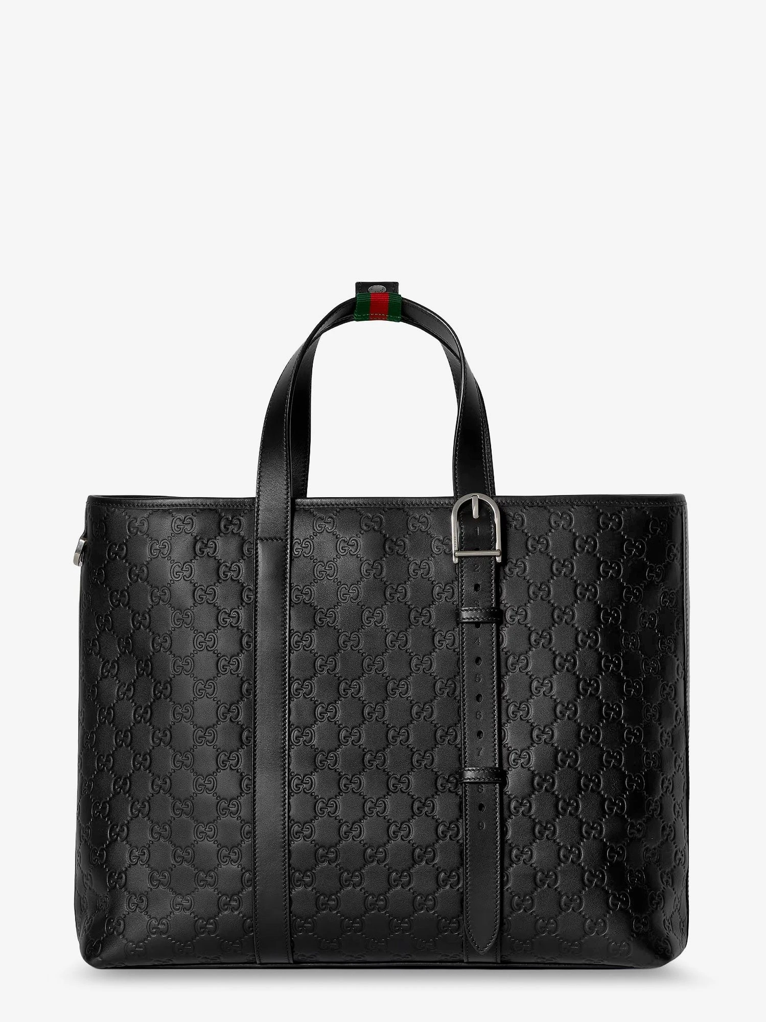 GG Emblem  leather shopping bag with embossed GG motif.webp