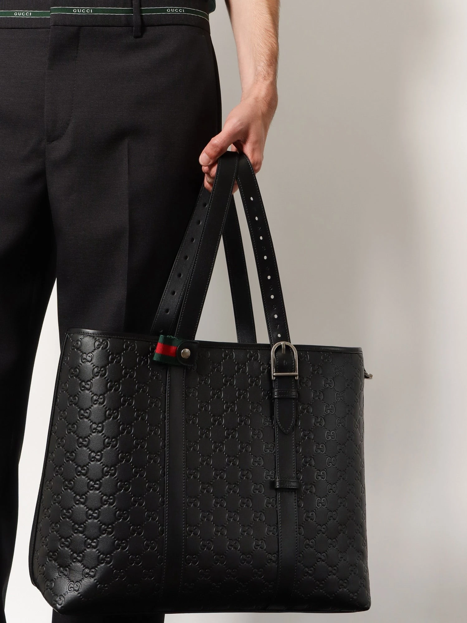 GG Emblem  leather shopping bag with embossed GG motif.webp