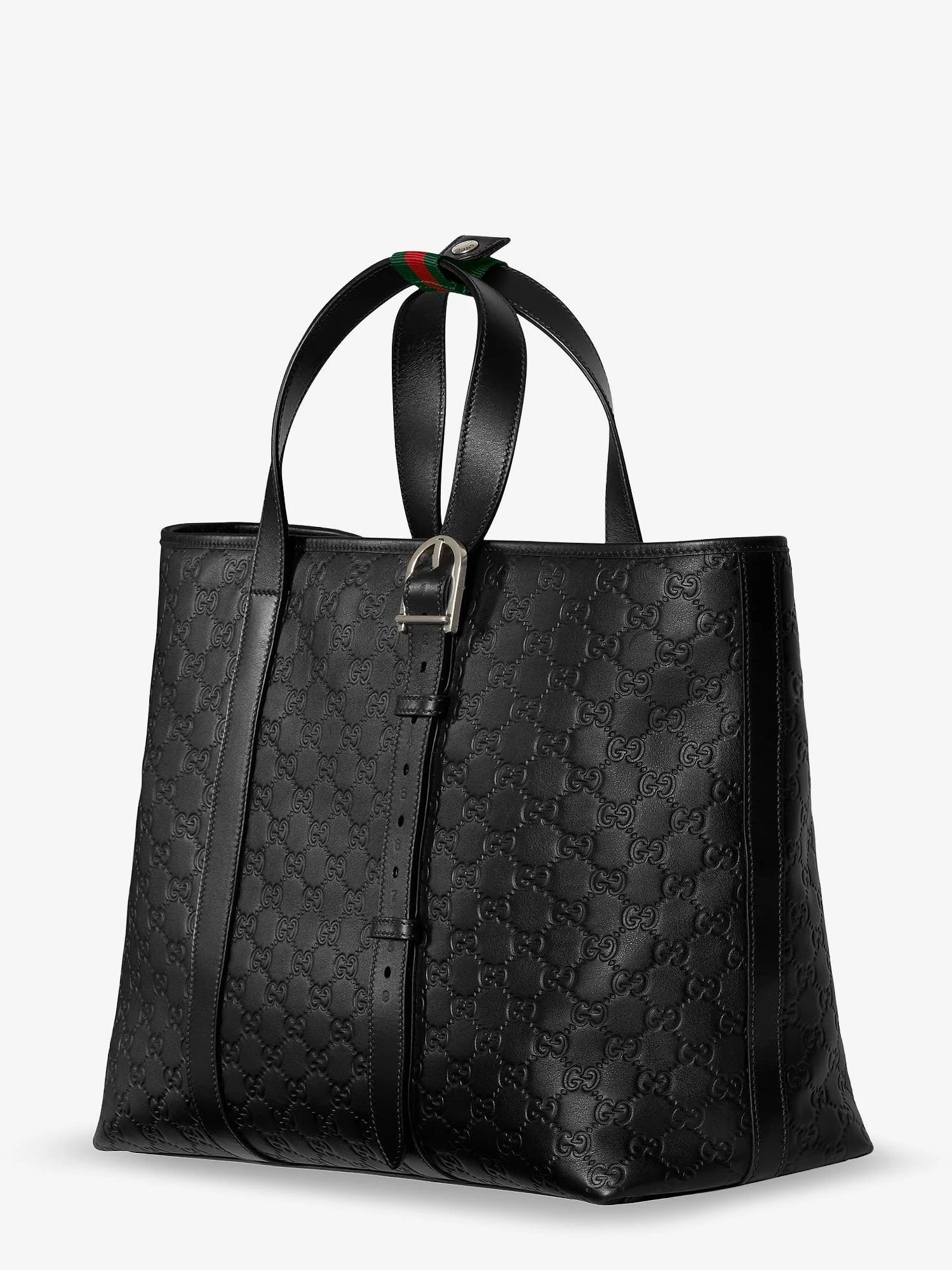 GG Emblem  leather shopping bag with embossed GG motif.webp