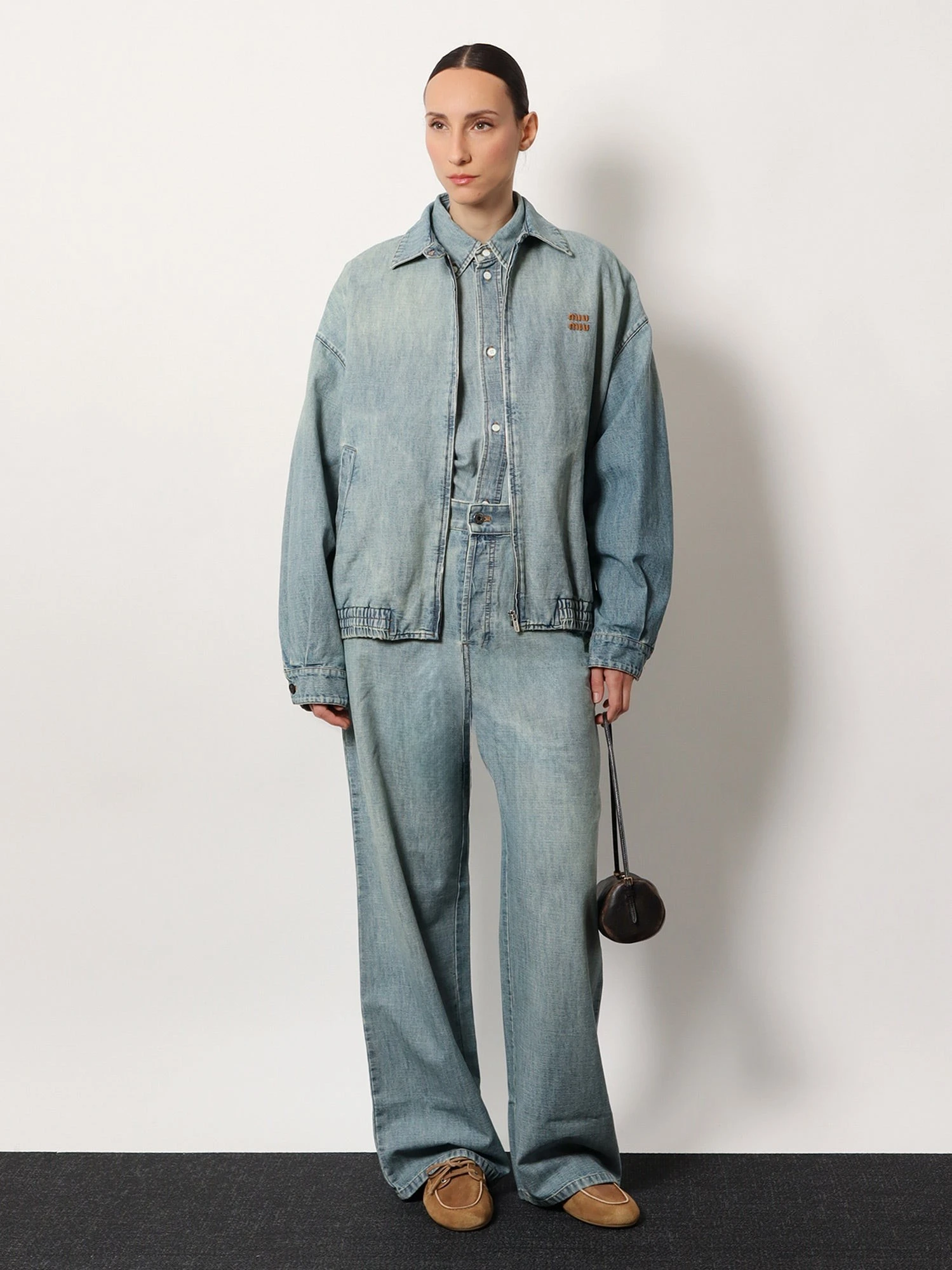 Cotton Jeans with Logo Lettering embroidery.webp