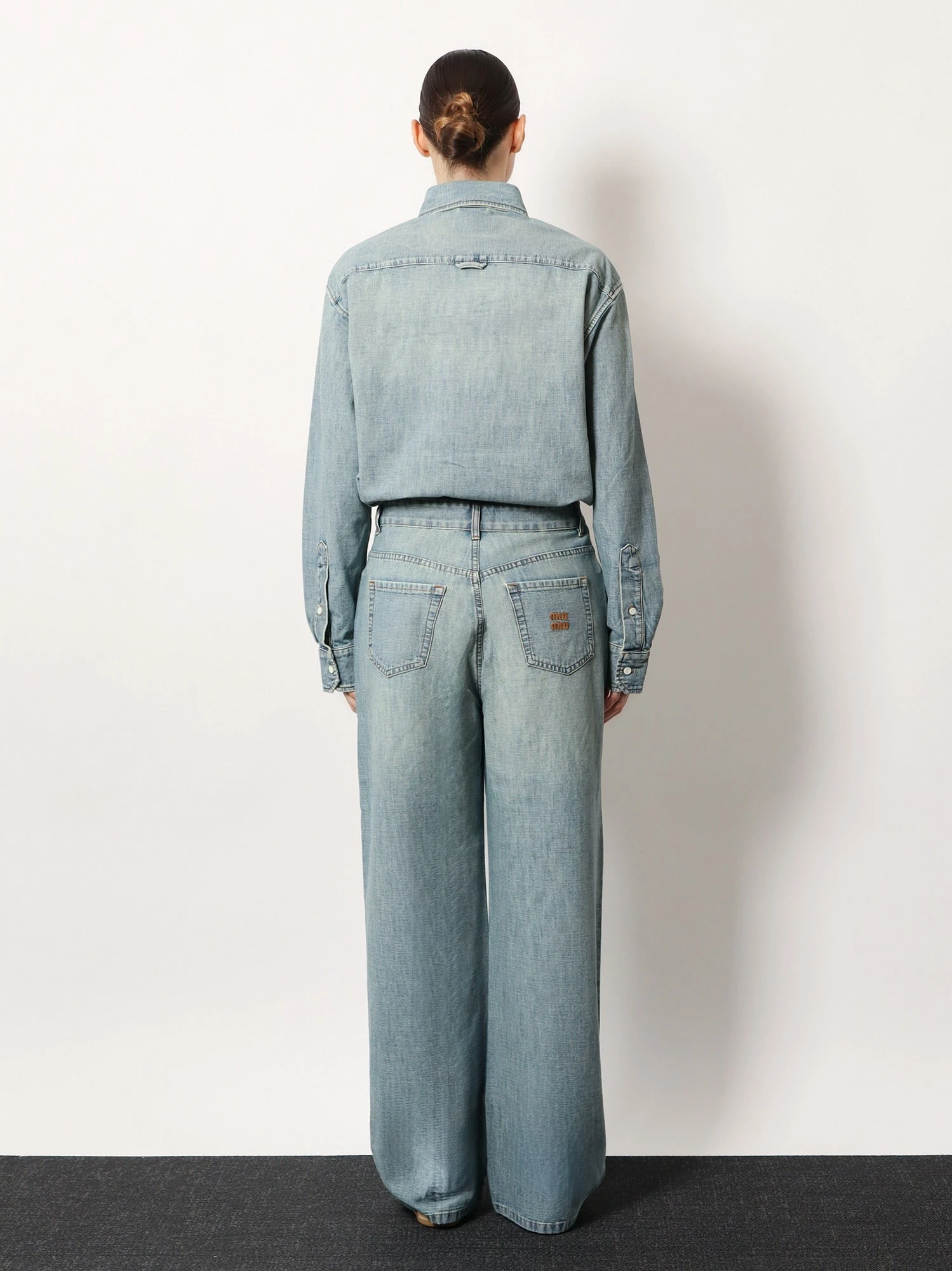 Cotton Jeans with Logo Lettering embroidery.webp