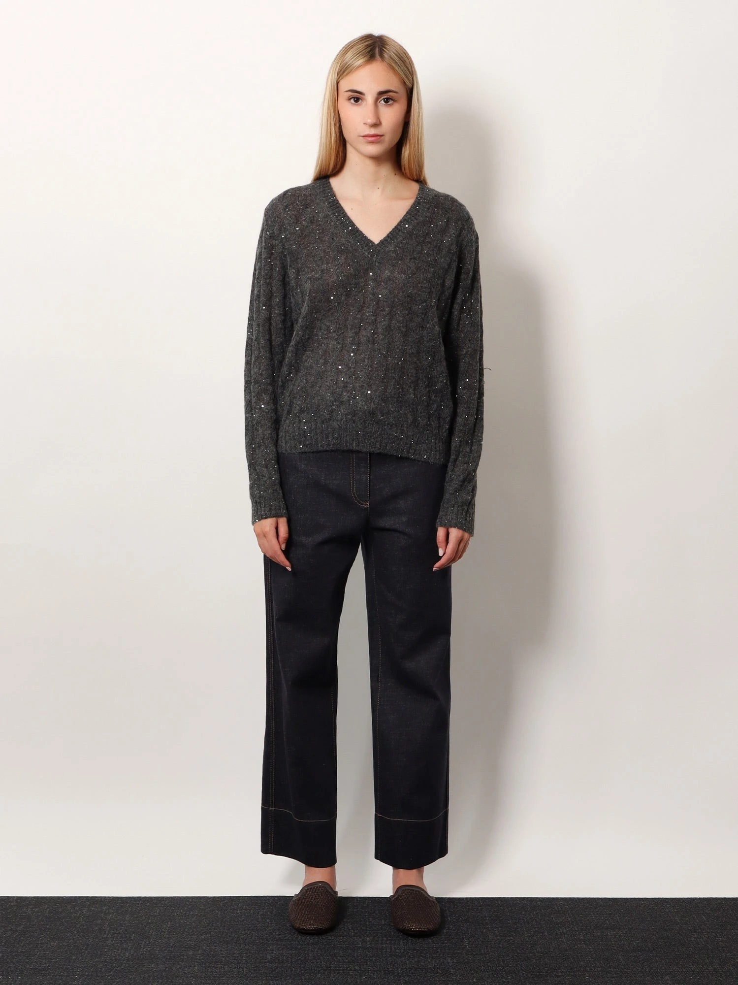 Wool blend sweater with all-over sequins.webp