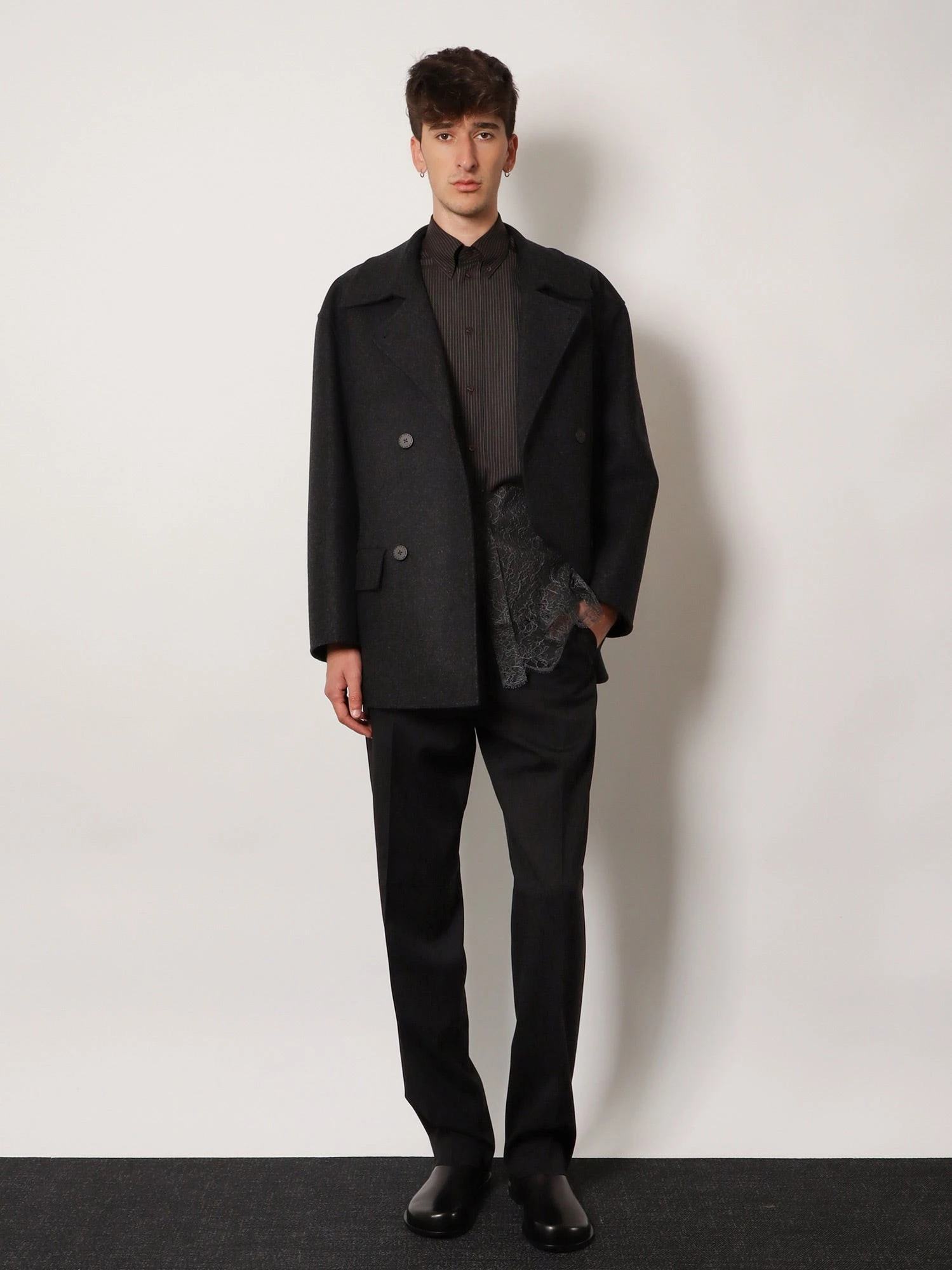 Double-breasted wool felt peacoat.webp