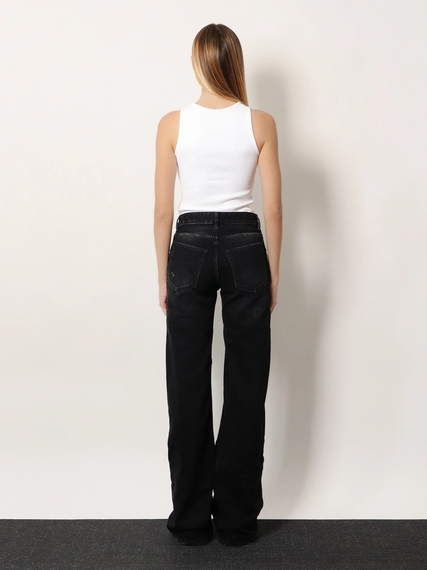 Wide Leg black denim trousers.webp