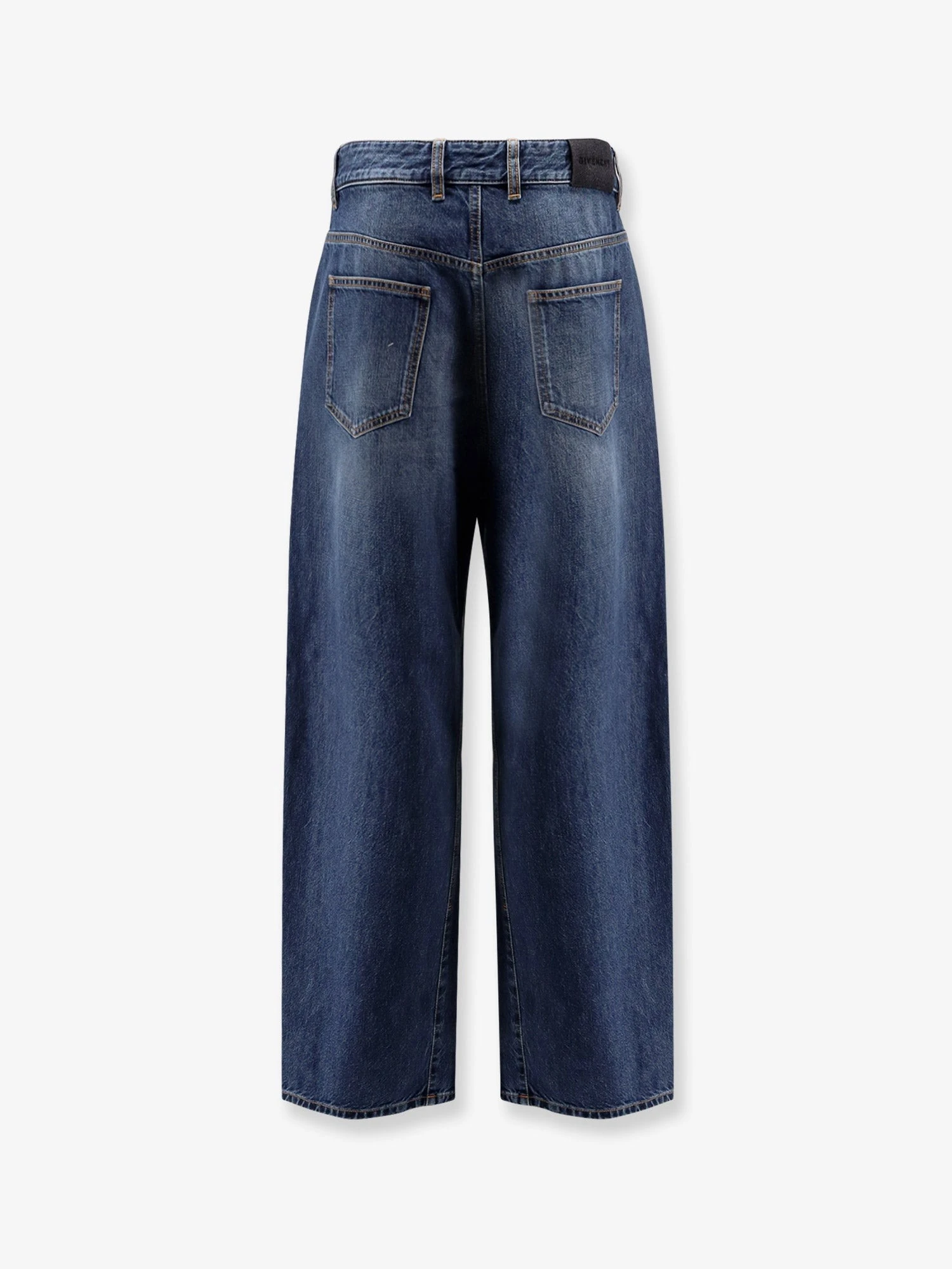 Twisted stone-washed denim jeans.webp