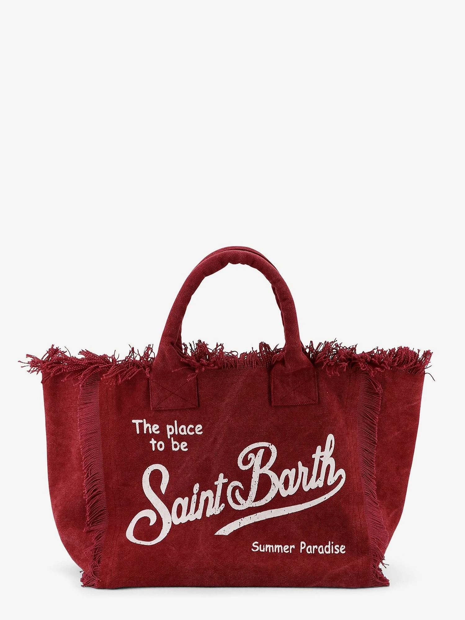 Vanity canvas shoulder bag with frayed edges.webp