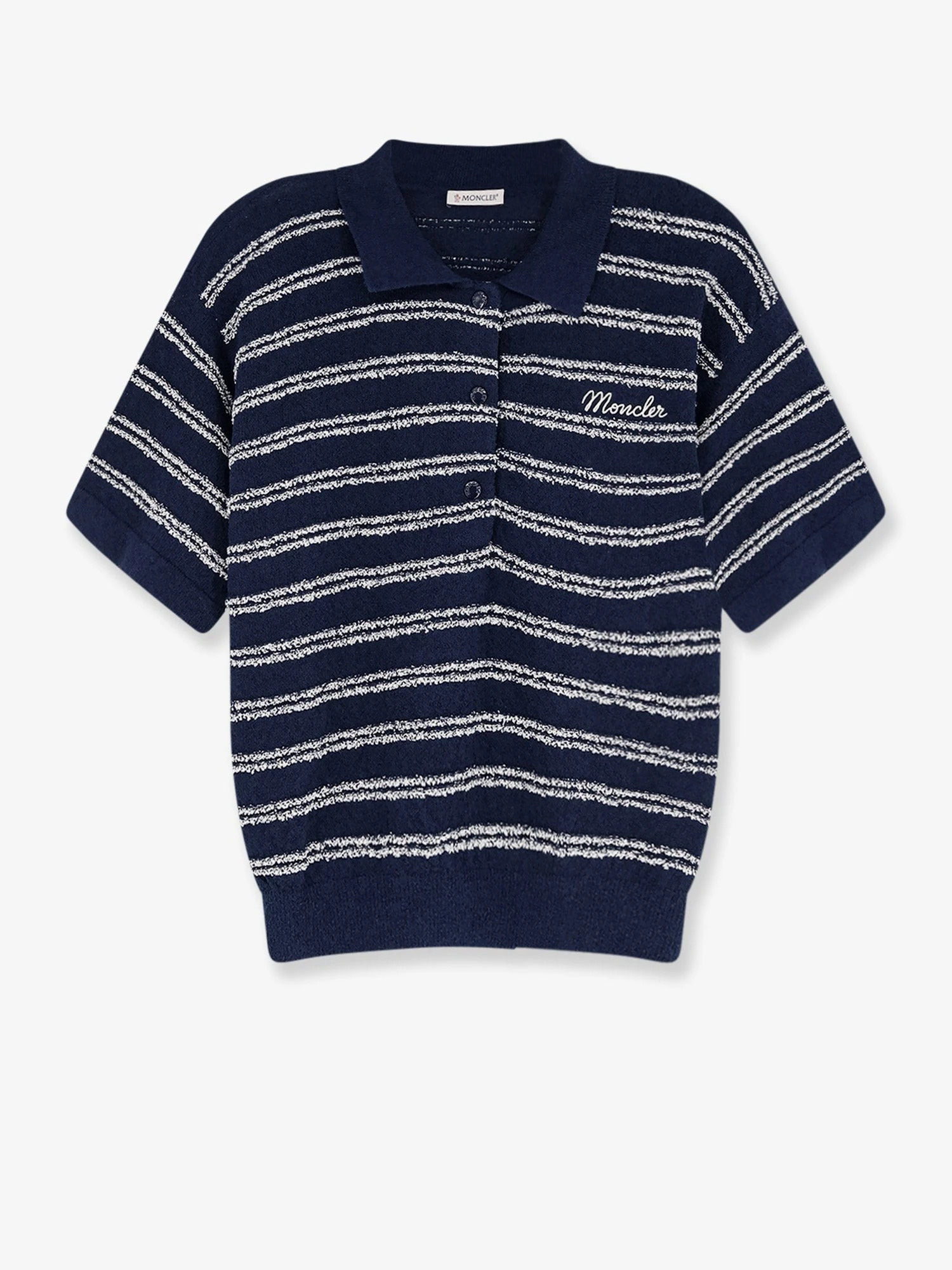 Cotton blend polo shirt with bouclé effect.webp