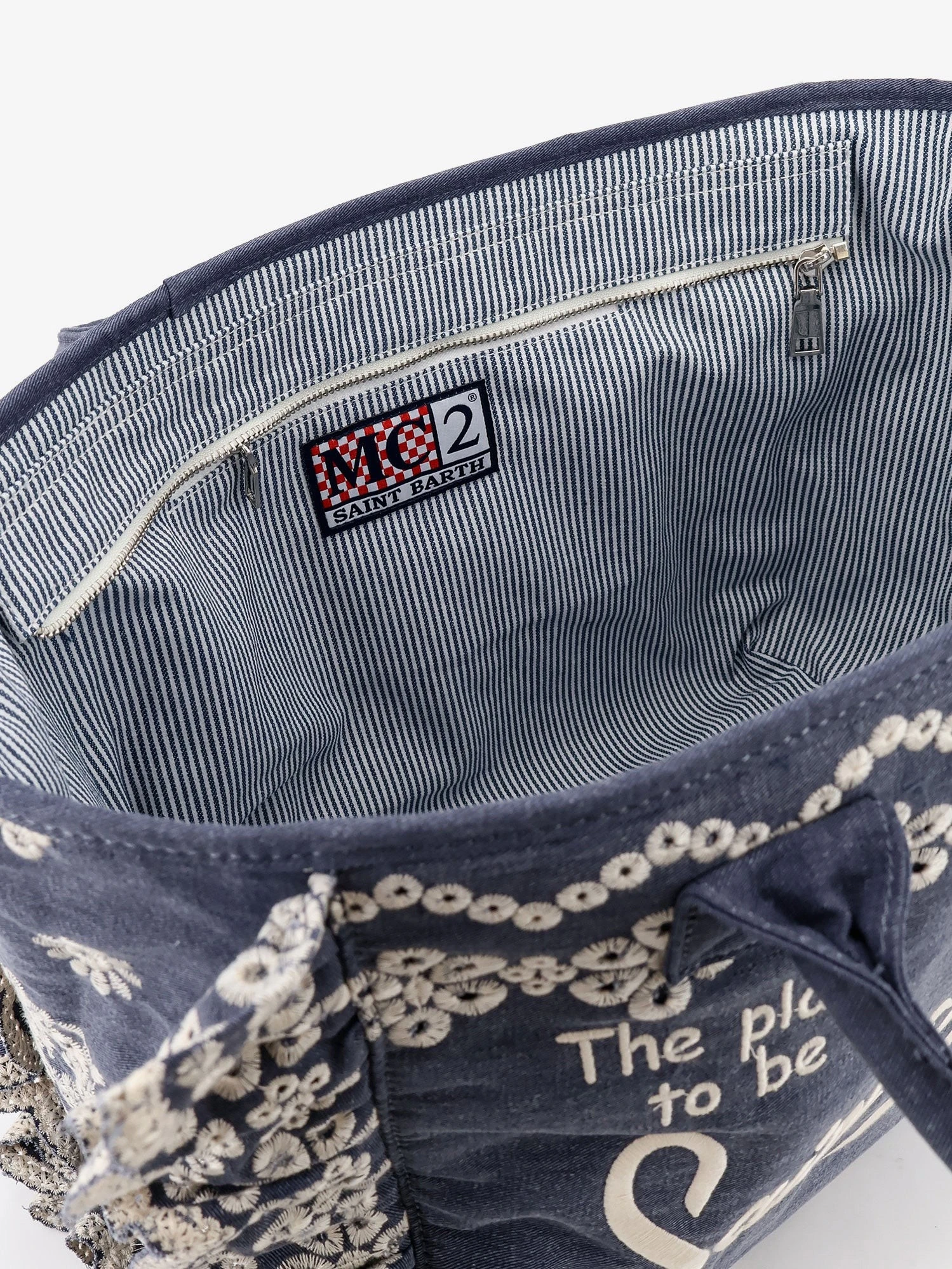 Vanity Volant canvas handbag with Sangallo embroidery.webp