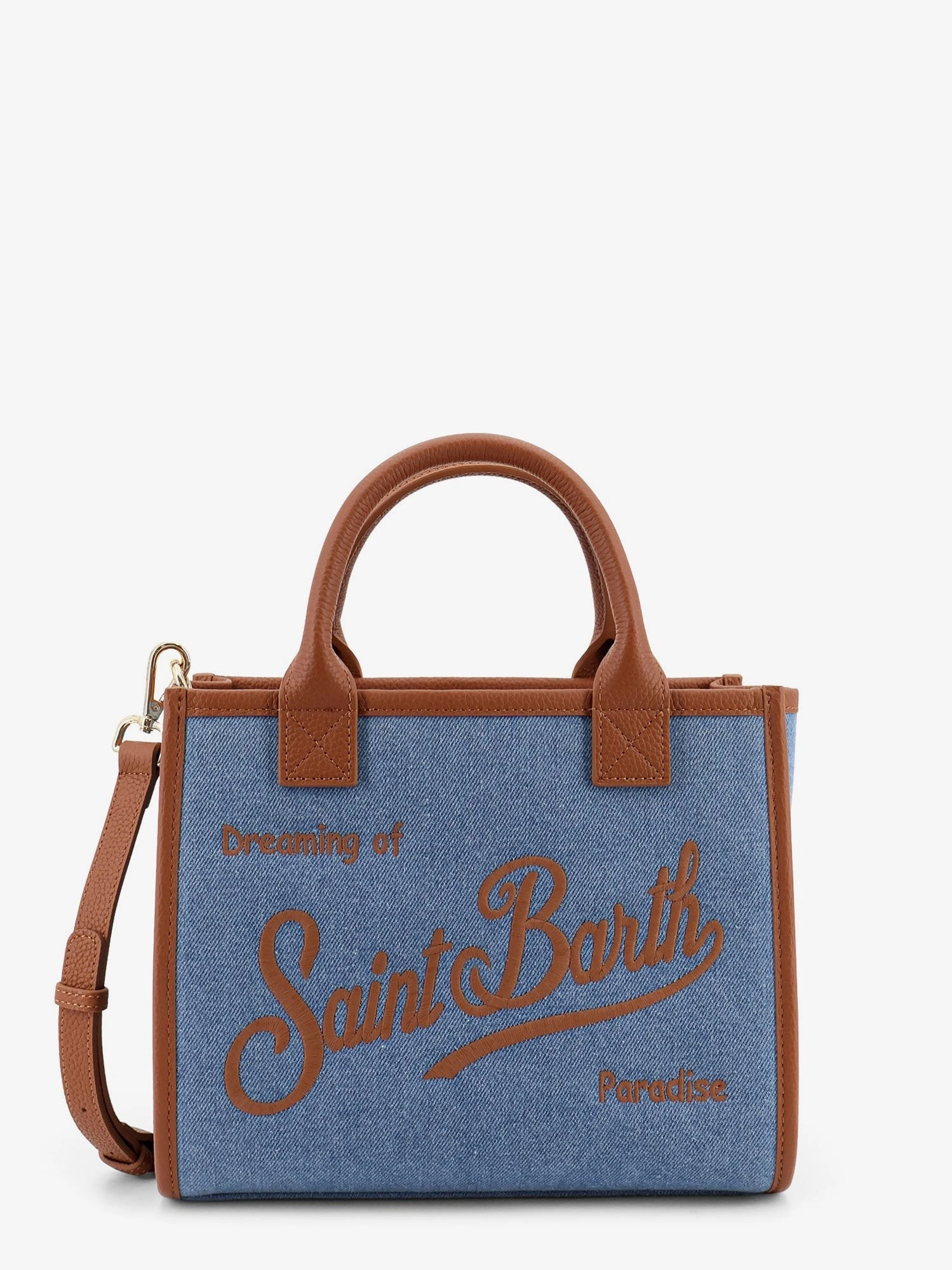 Vanity bag Midi denim crossbody bag with embroidered logo on the front.webp