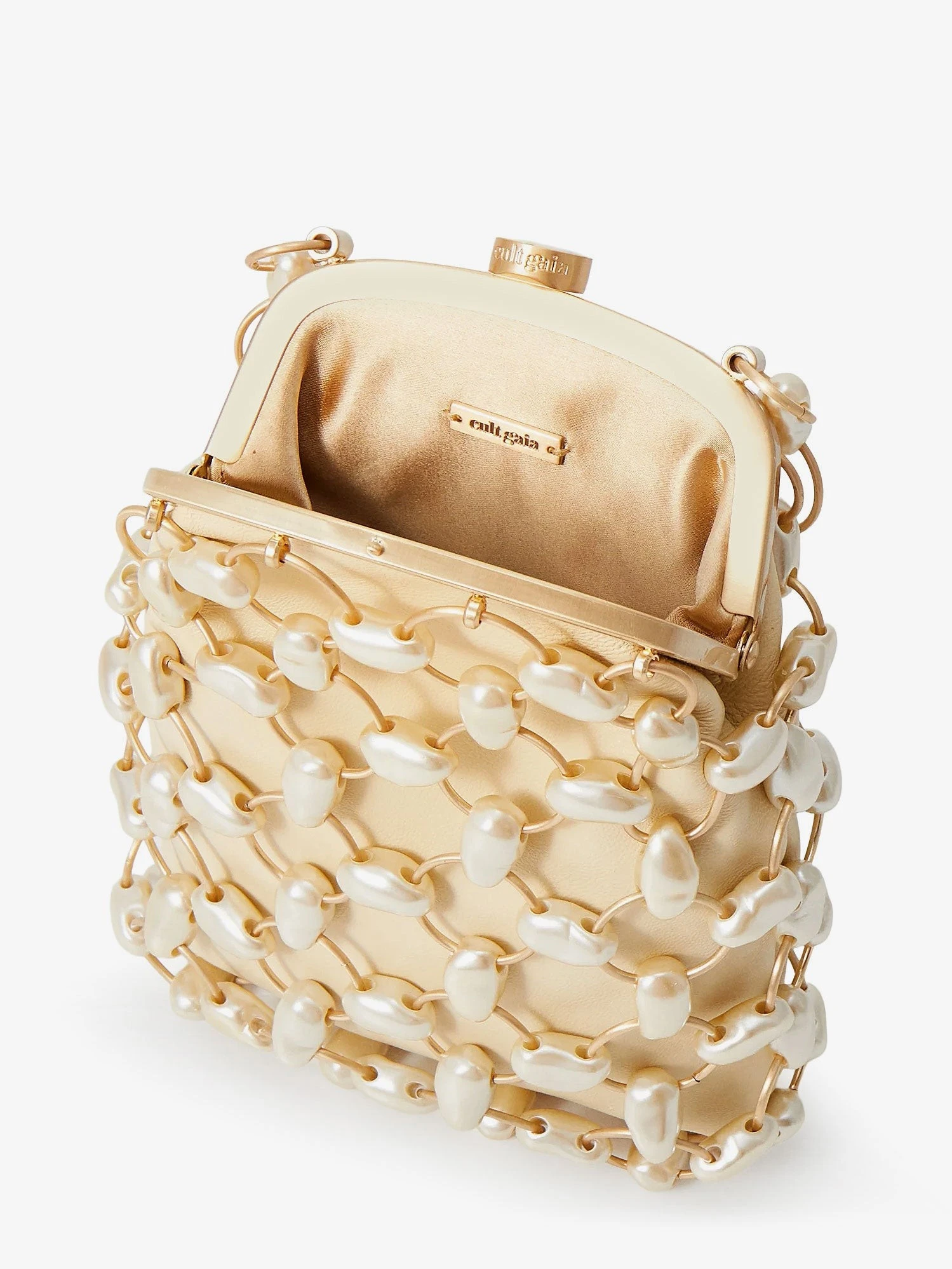 Brielle Wristlet leather handbag with all-over pearl detail.webp