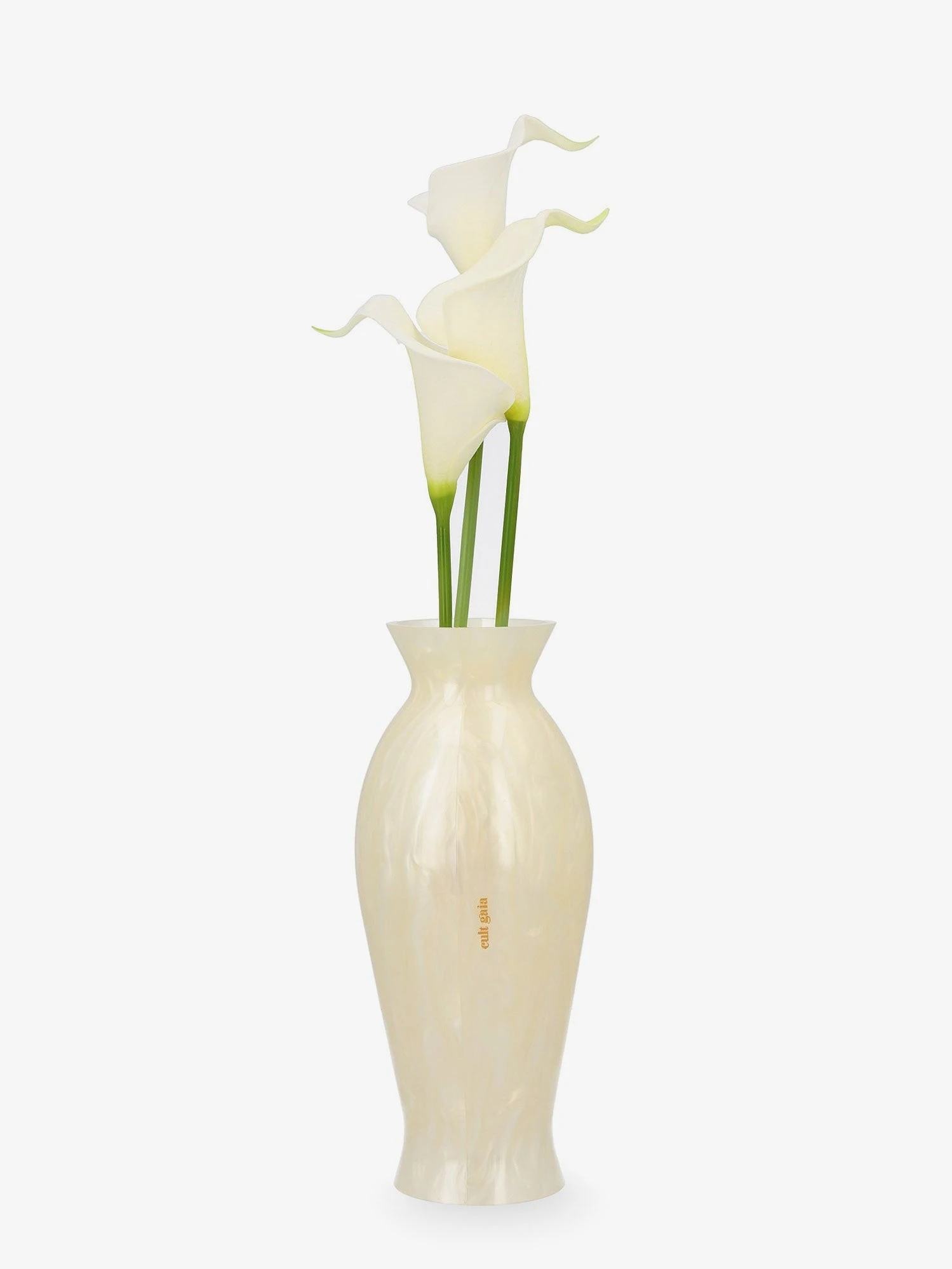 Florence acrylic clutch bag with marbled effect and calla lily detail.webp