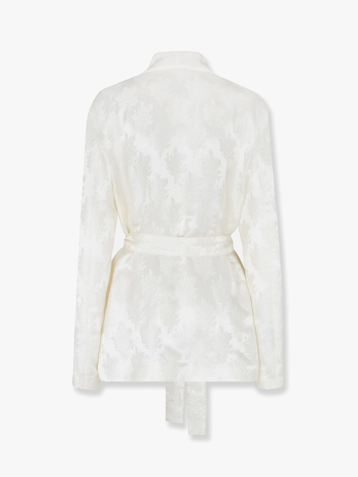 Jacquard silk blazer with floral motif.webp