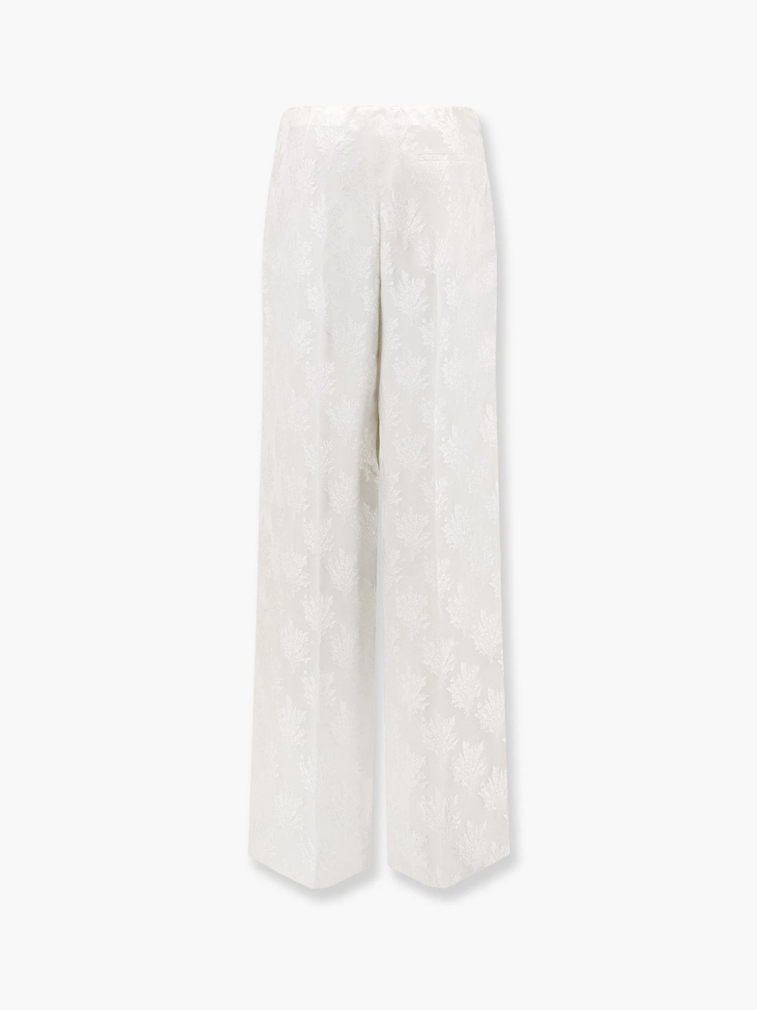 Jacquard silk trousers with floral motif.webp