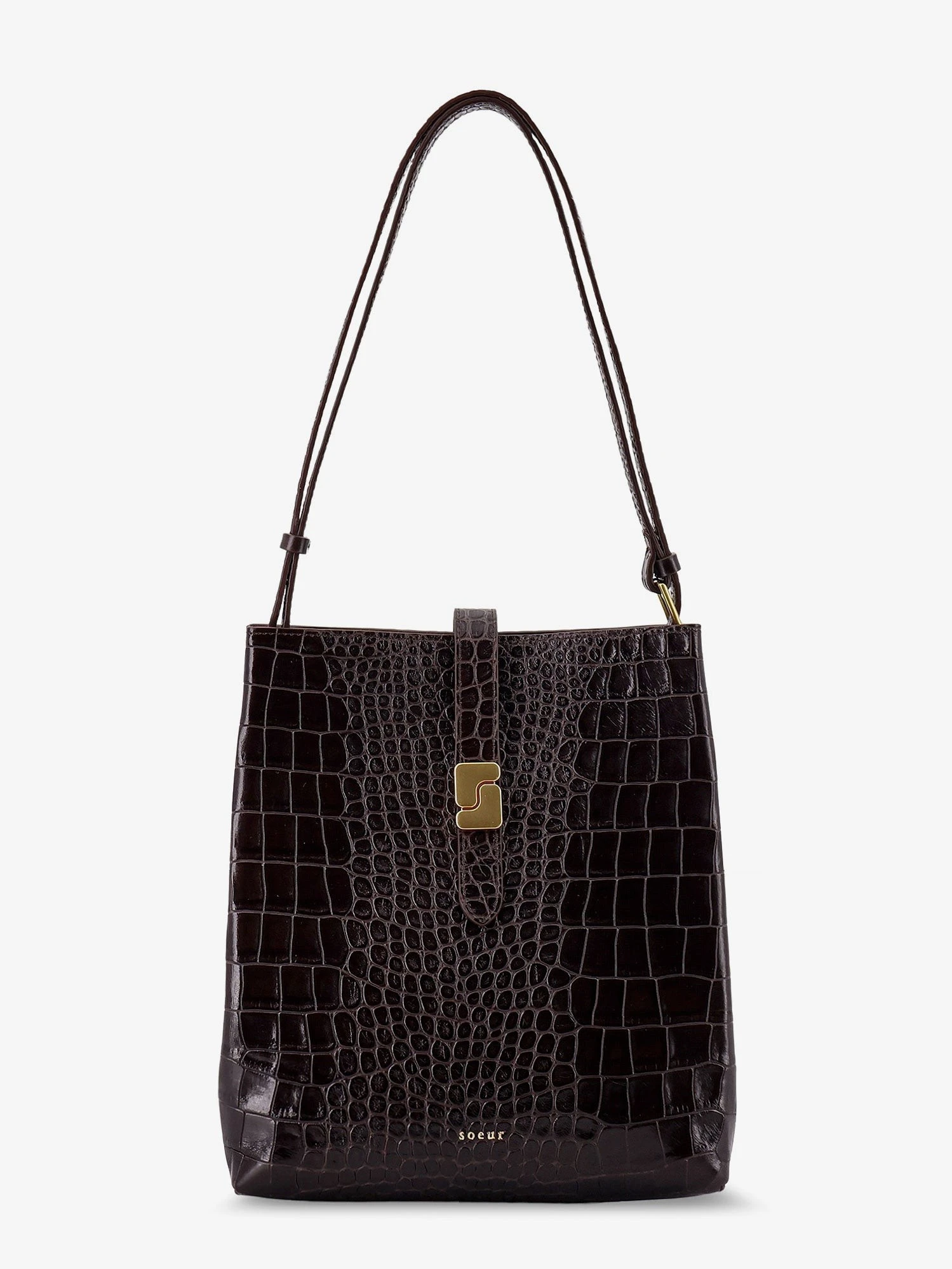 Bello leather shoulder bag with croco effect.webp