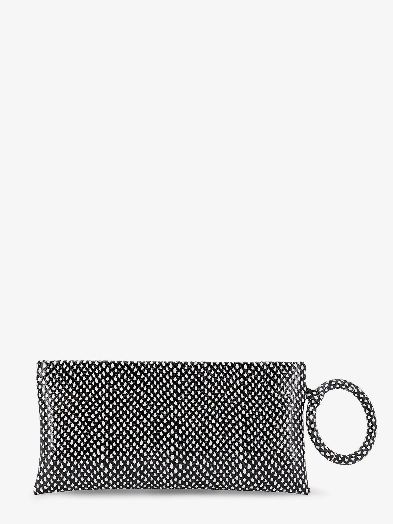 Aura leather clutch bag with snake motif.webp
