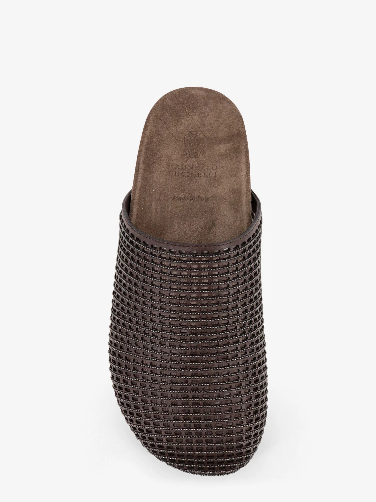 Leather sandals with Precious Net detail.webp