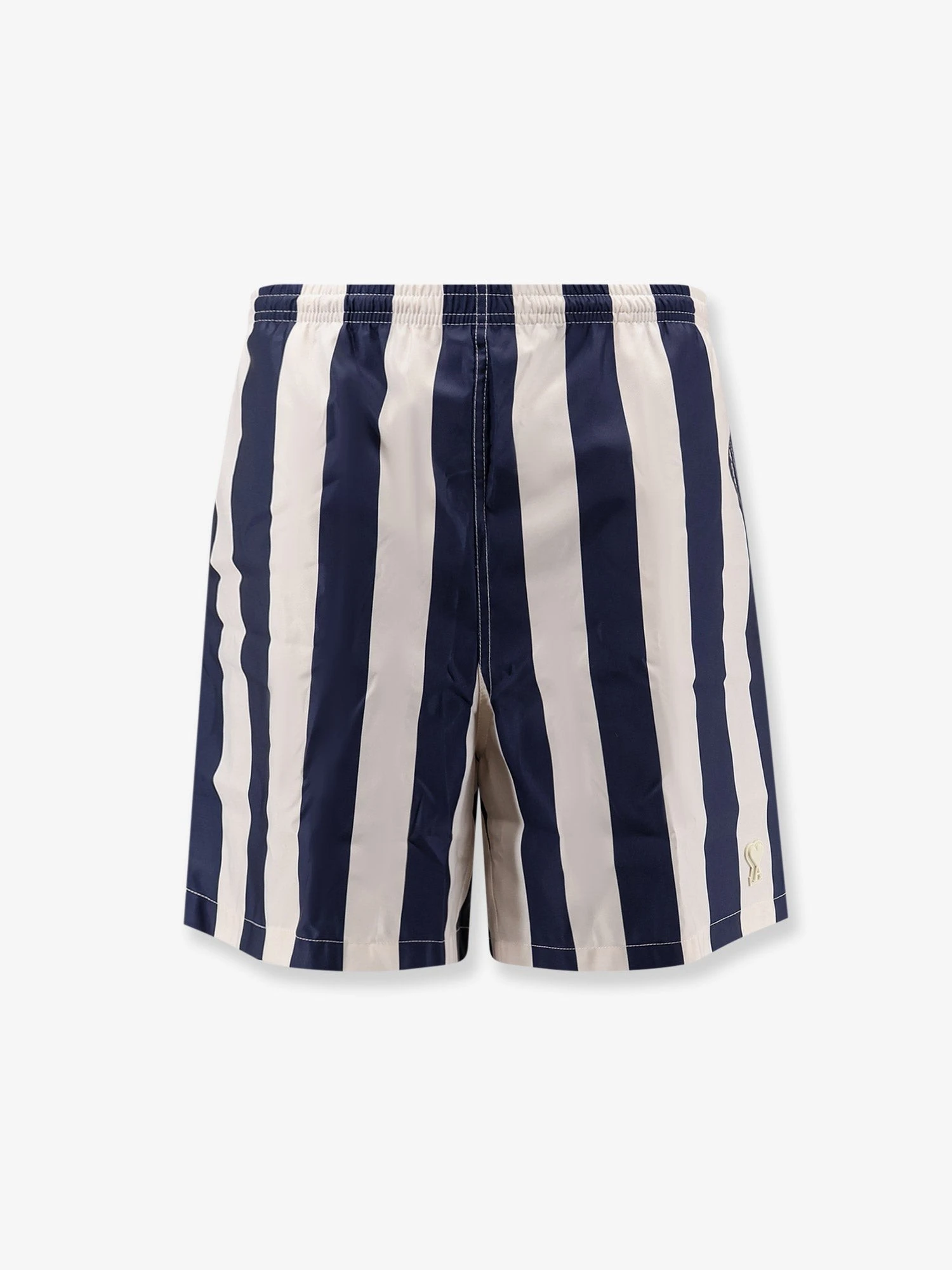 Nylon swim shorts with striped pattern.webp