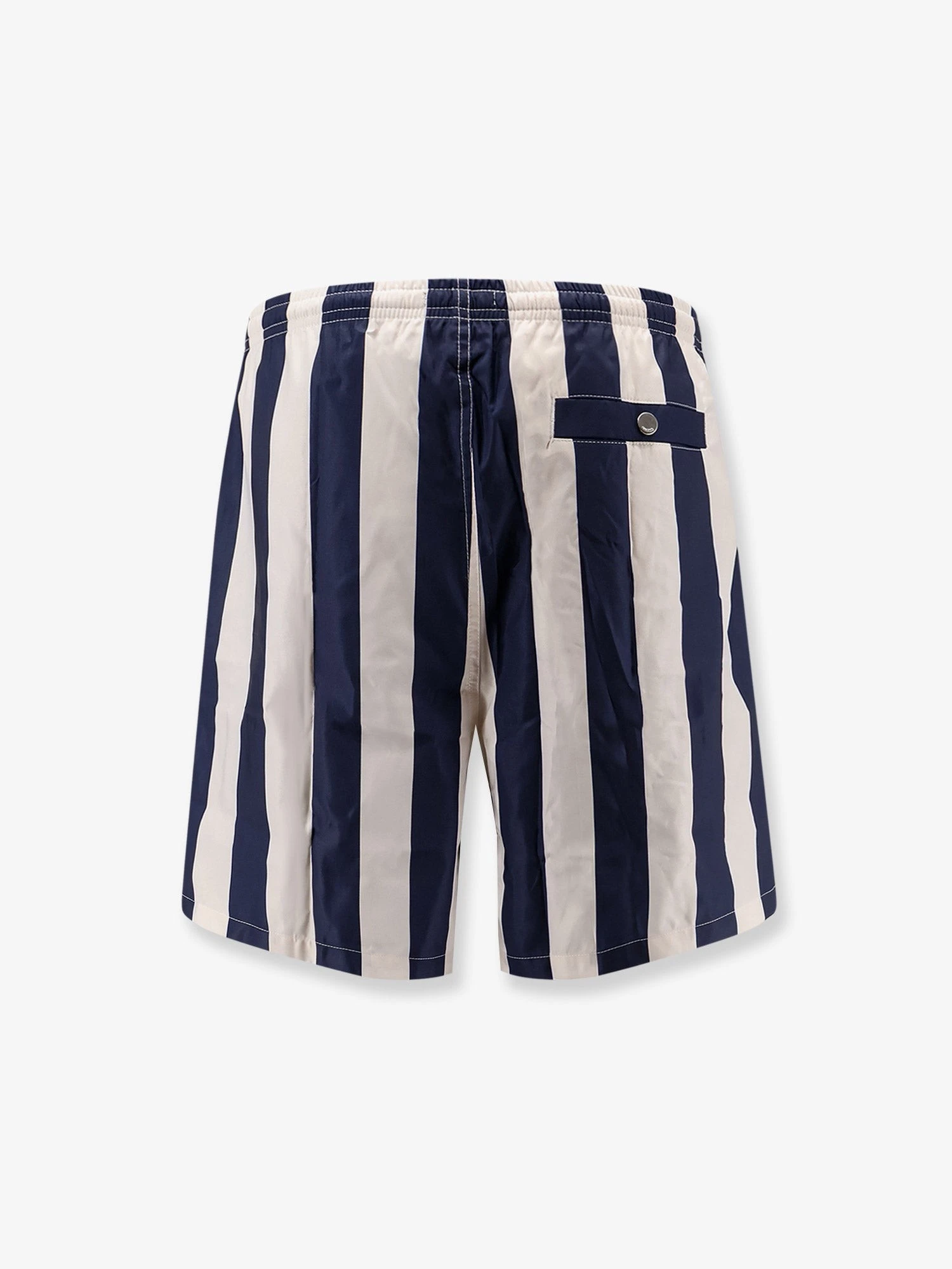 Nylon swim shorts with striped pattern.webp