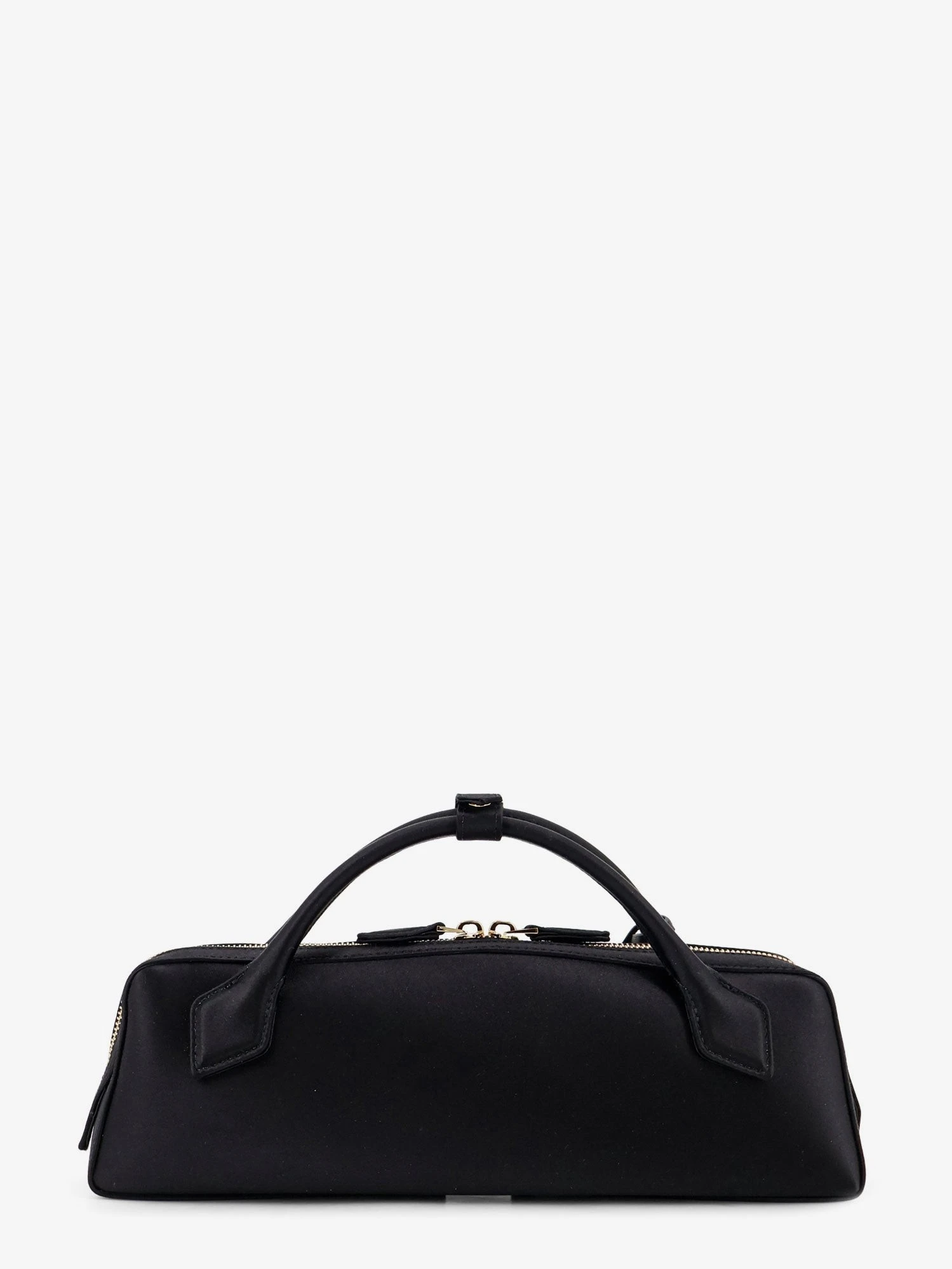 Le Teckel satin handbag with logo on the front.webp