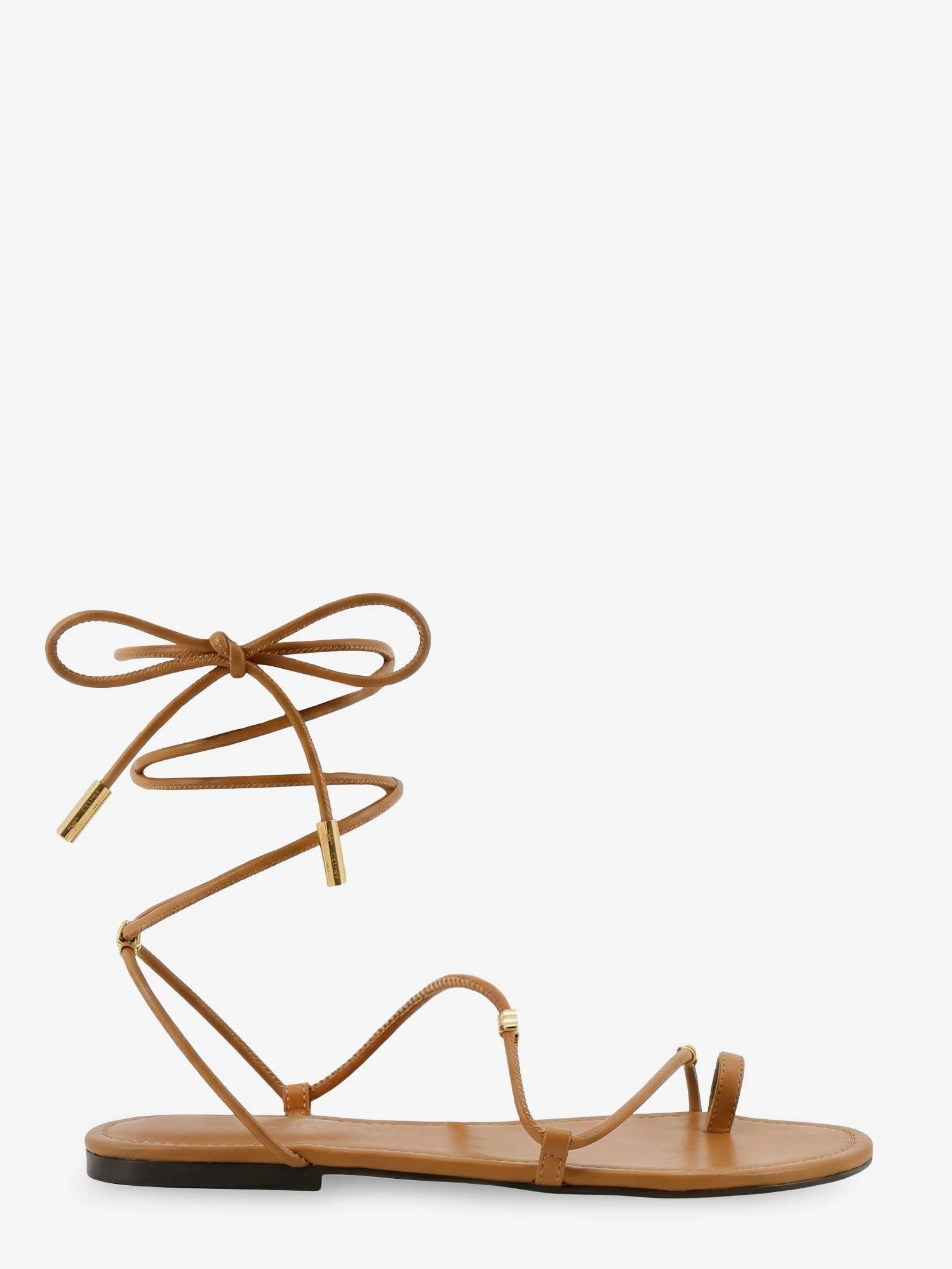 Leather sandals with metal Triomphe logo.webp