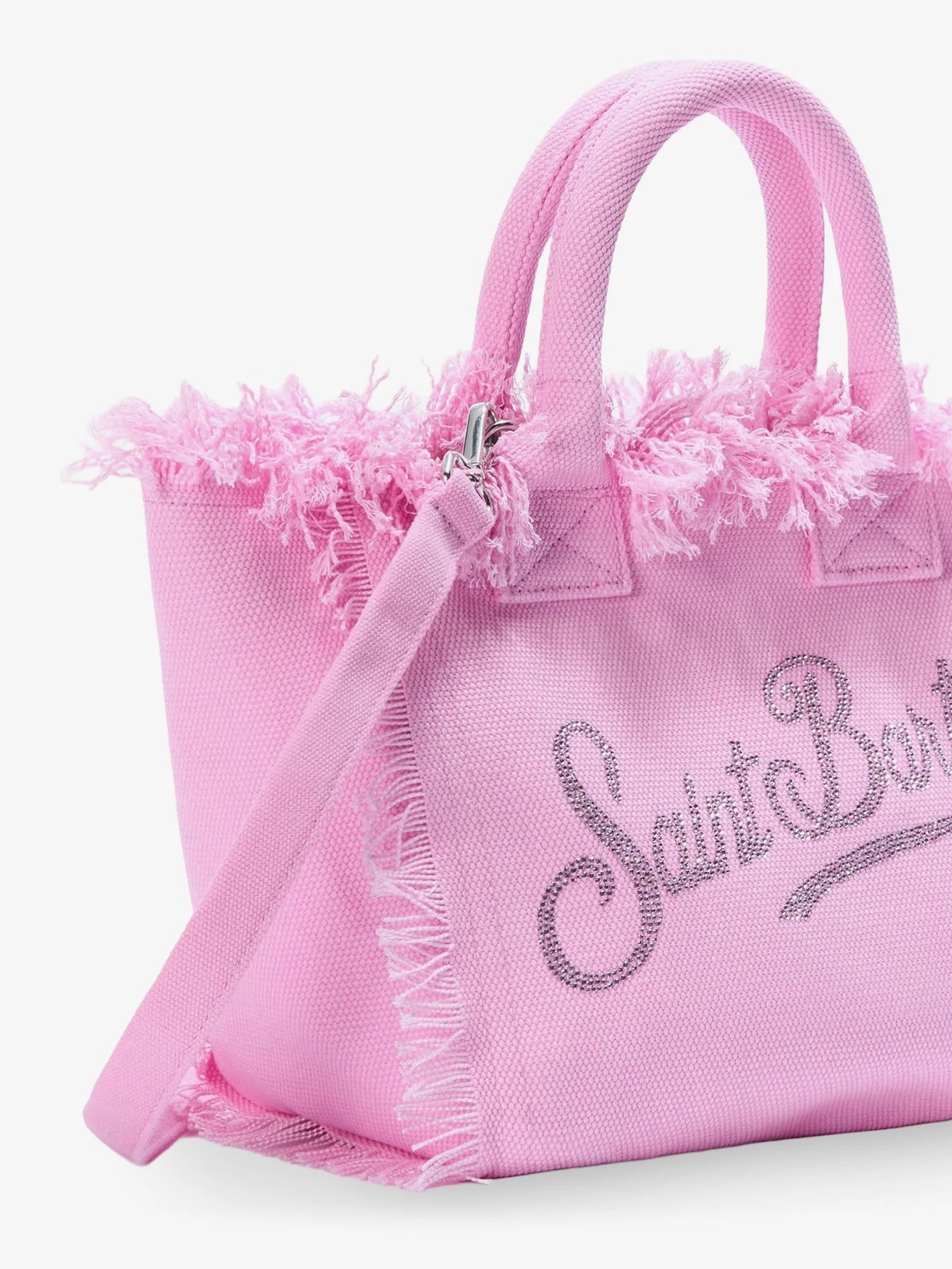 Colette canvas shoulder bag with rhinestone logo on the front.webp