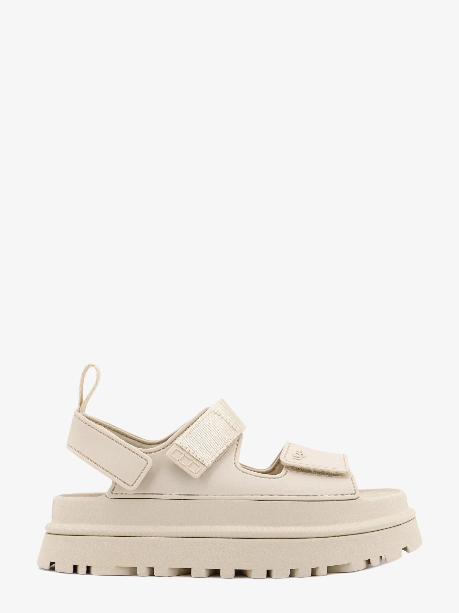 Rubber sandals with embossed logo.webp