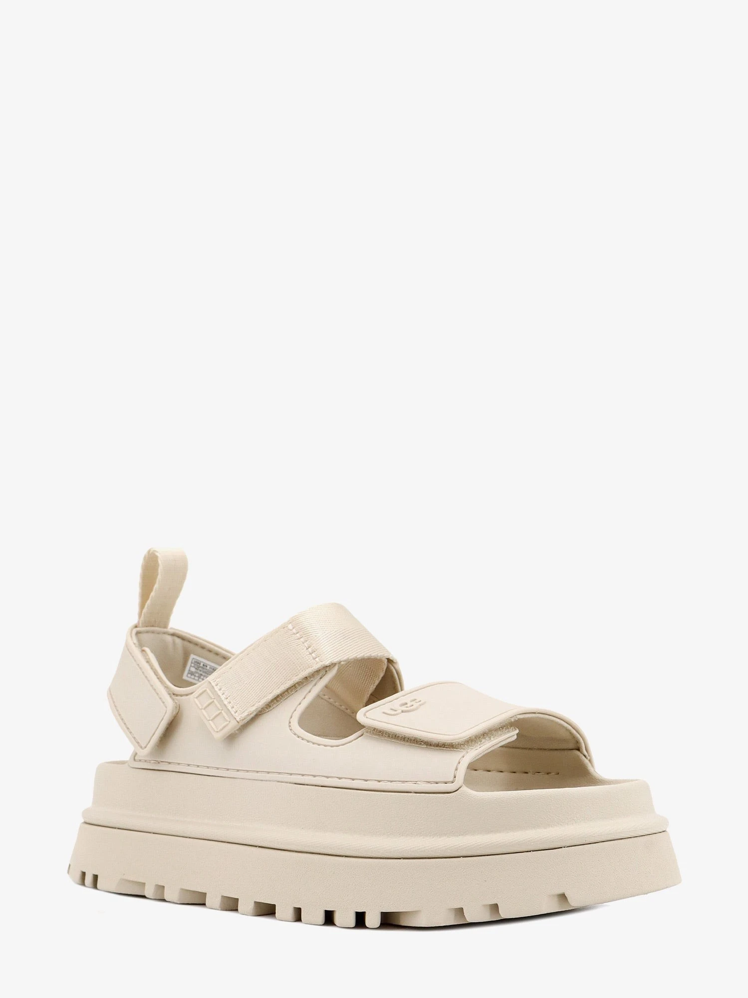 Rubber sandals with embossed logo.webp