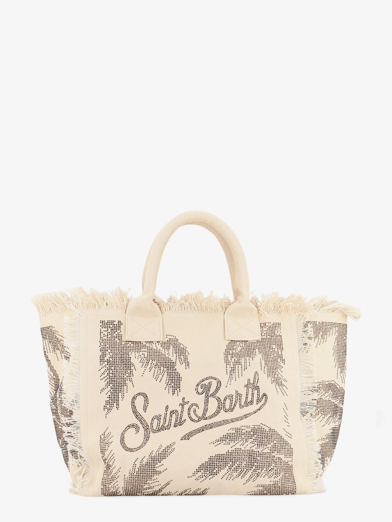 Vanity canvas shoulder bag with rhinestone detail.webp