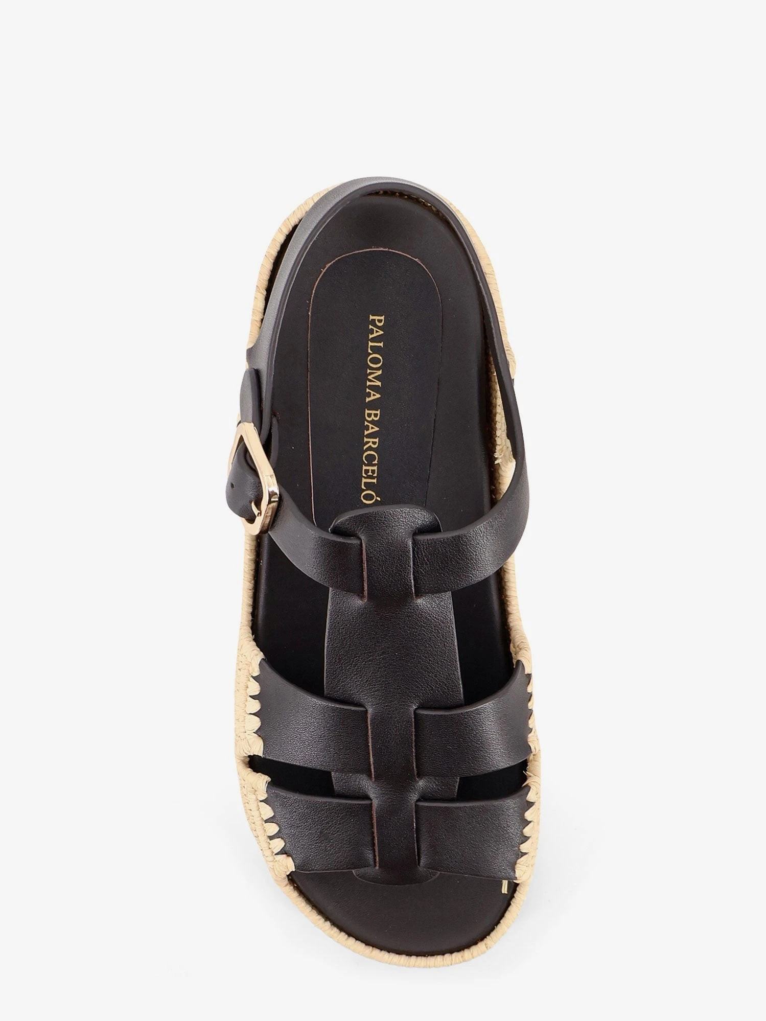 Yuka leather sandals with woven raffia sole.webp